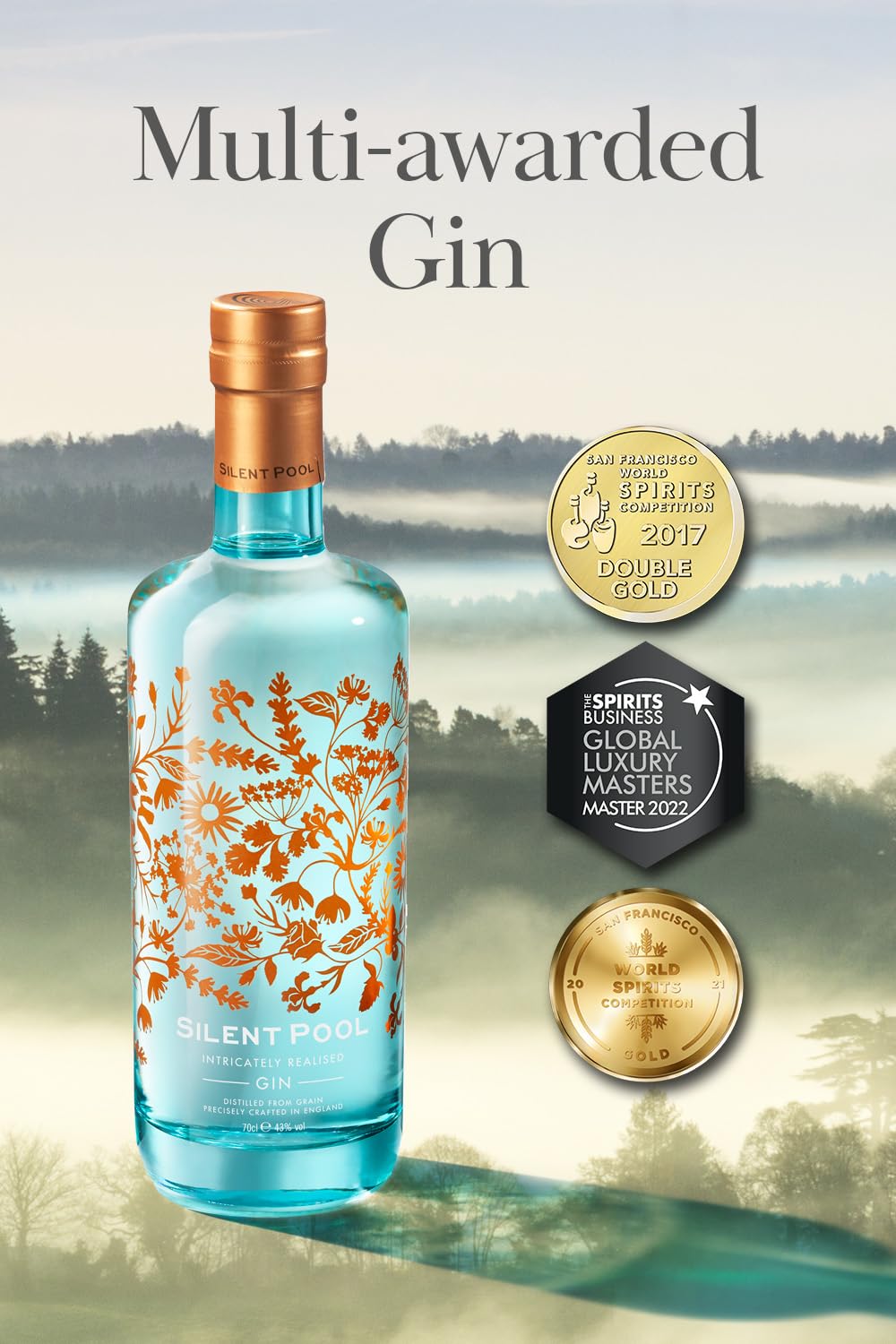 - Silent Pool Gin | Floral and Zesty London Dry Gin | 70 cl -