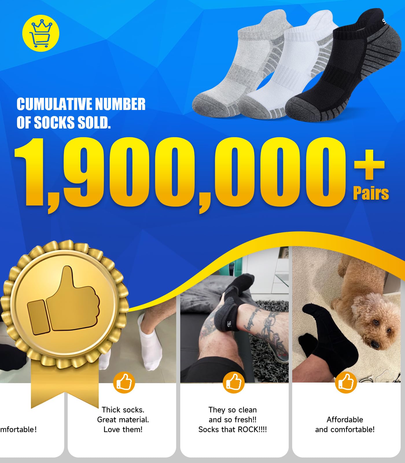 - Running Socks for Men | Anti-Blister Trainer Socks | Ankle Sports Socks -