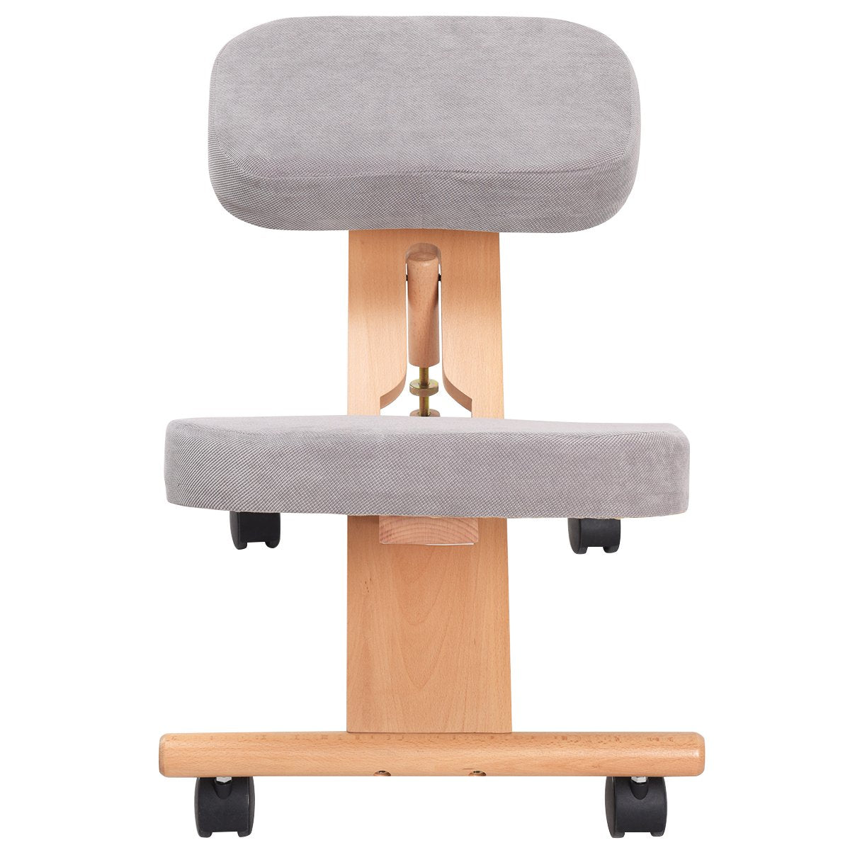 CASART Ergonomic Kneeling Chair, Adjustable Wooden Frame Kneeler Stool, Home Office Orthopaedic Posture Chairs (Grey)