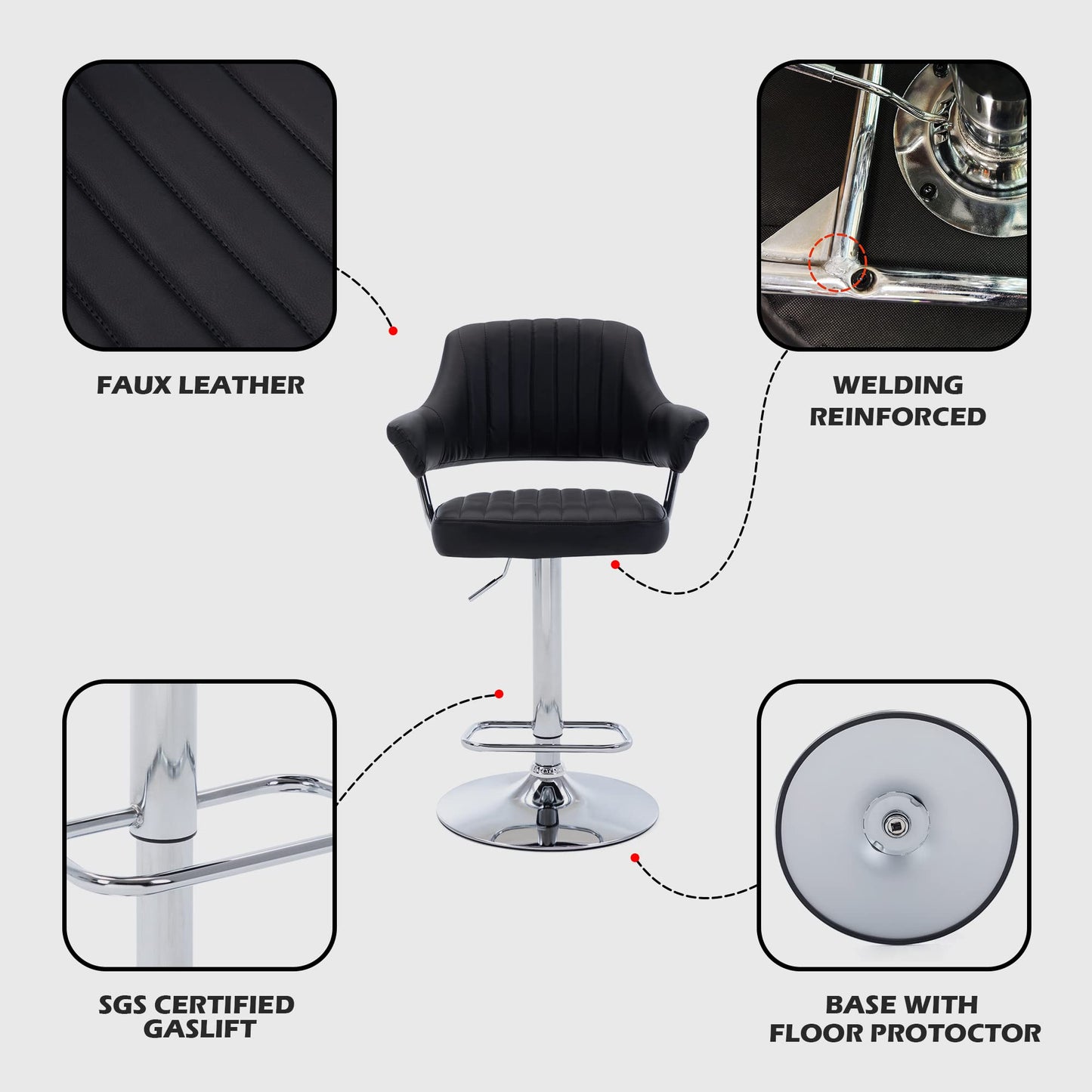 - HNNHOME Modern Emper Padded Swivel Faux Leather | Breakfast Kitchen Bar Stool -