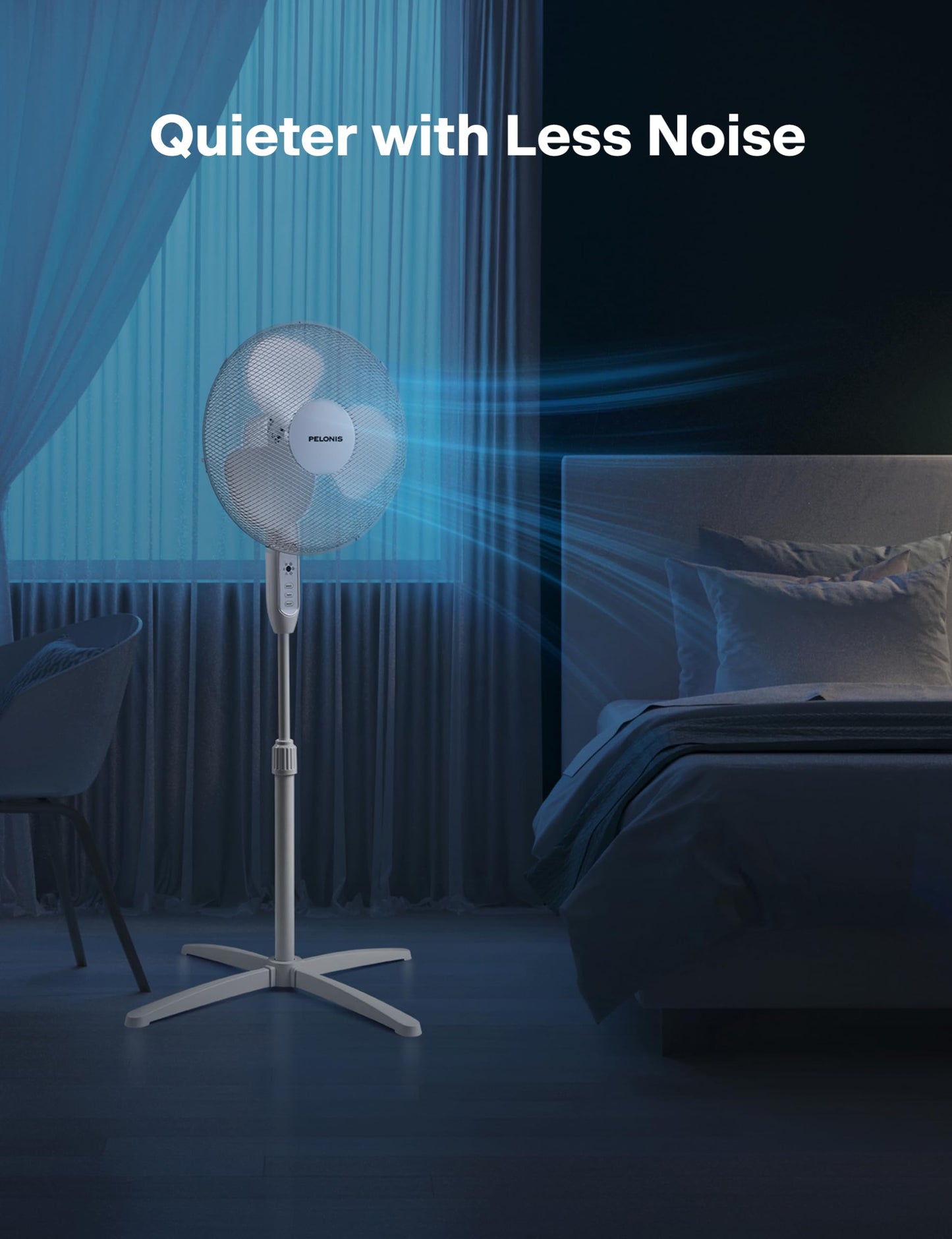 - Pelonis 16-Inch Pedestal Fan with Remote Control and LED Display | 4 Operational Modes -