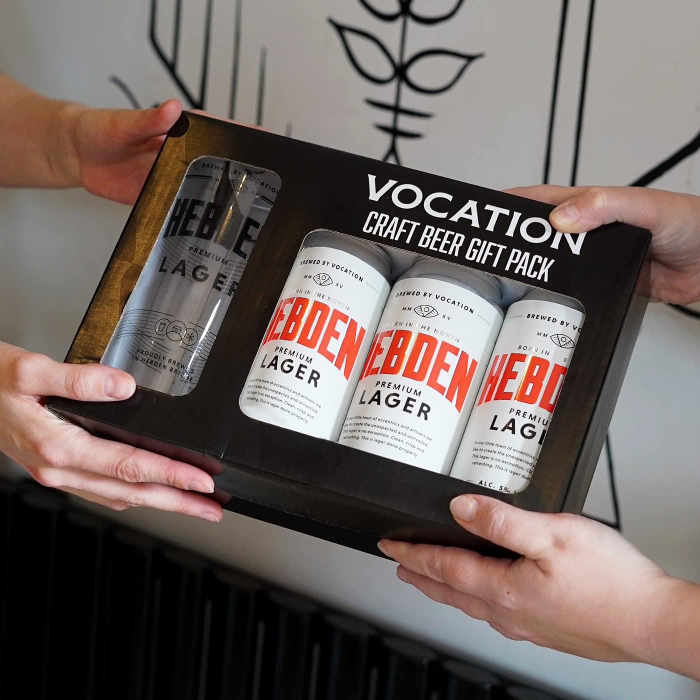 - Vocation Brewery Craft Beer Gift Set | Hebden Premium Lager Gift Pack | 3 x 440ml & Branded Pint Glass -