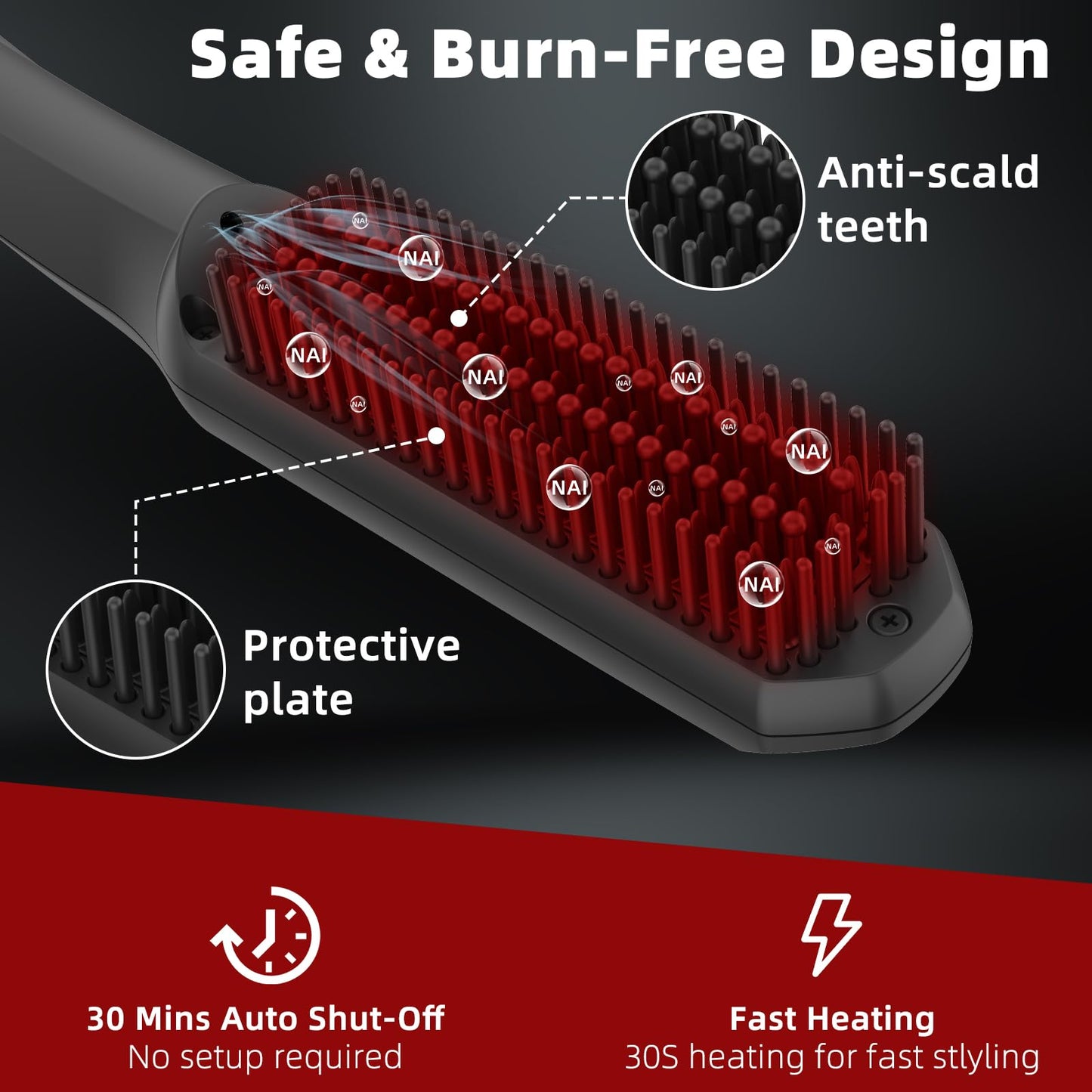 = VIKICON Beard Straightener Comb for Men, Professional Beard Hair Straightening Heated Brush -