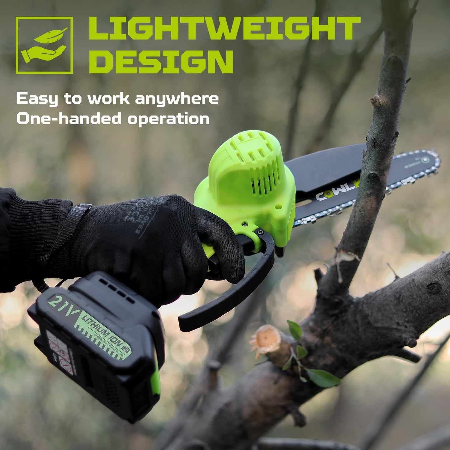 CQWLKEJ Mini Chainsaw Cordless, 6inch Electric Chainsaw Cordless with 2PCS Rechargeable Batteries, 2 Chains and Carrying Case, Portable Battery Chainsaw for Tree Branch Wood Cutting