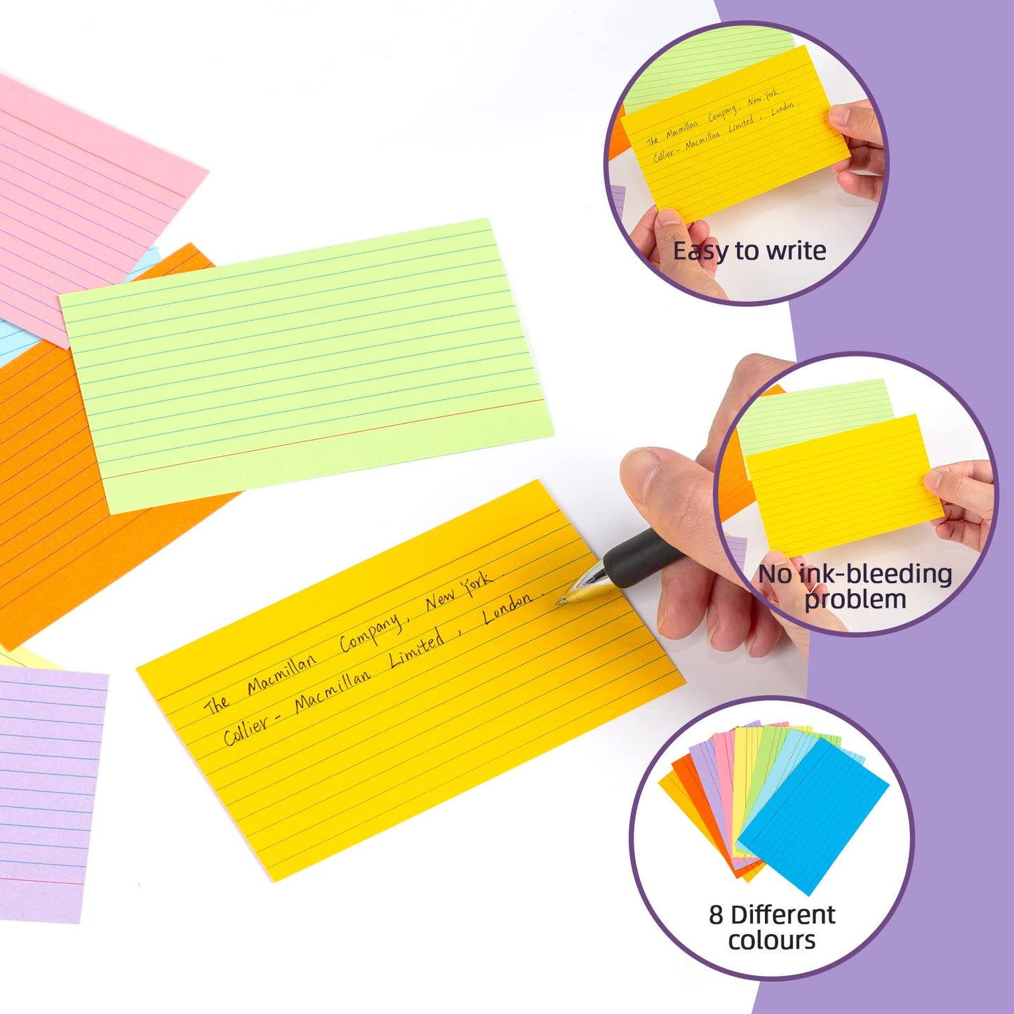 - Koogel Revision Cards Bulk | 272PCS Colourful Flash Cards | Thin Paper Index Cards -