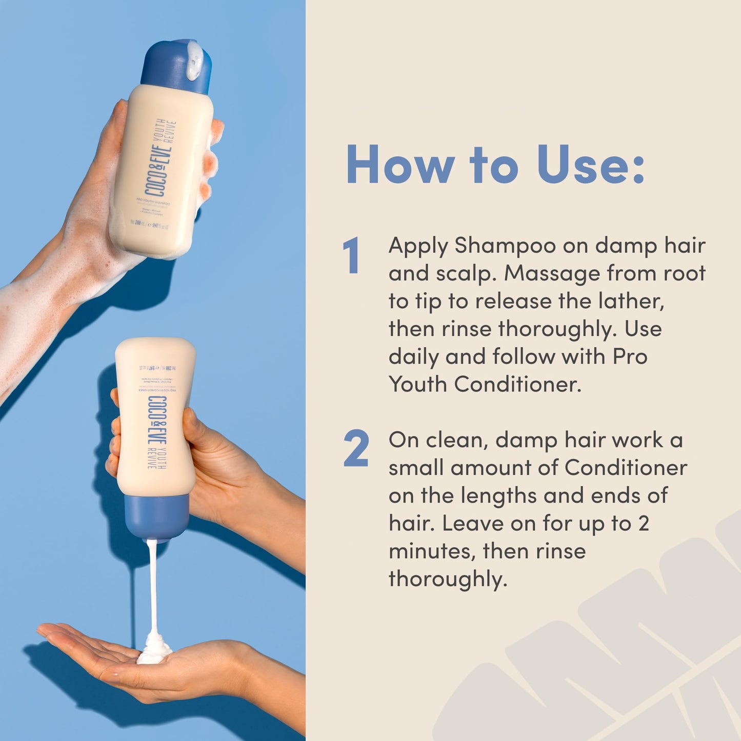 Coco & Eve Pro Youth Shampoo & Conditioner. For Strength, Shine, Volume and Healthy Scalp. With Honey, Retinol, Prebiotics. (280 ml)