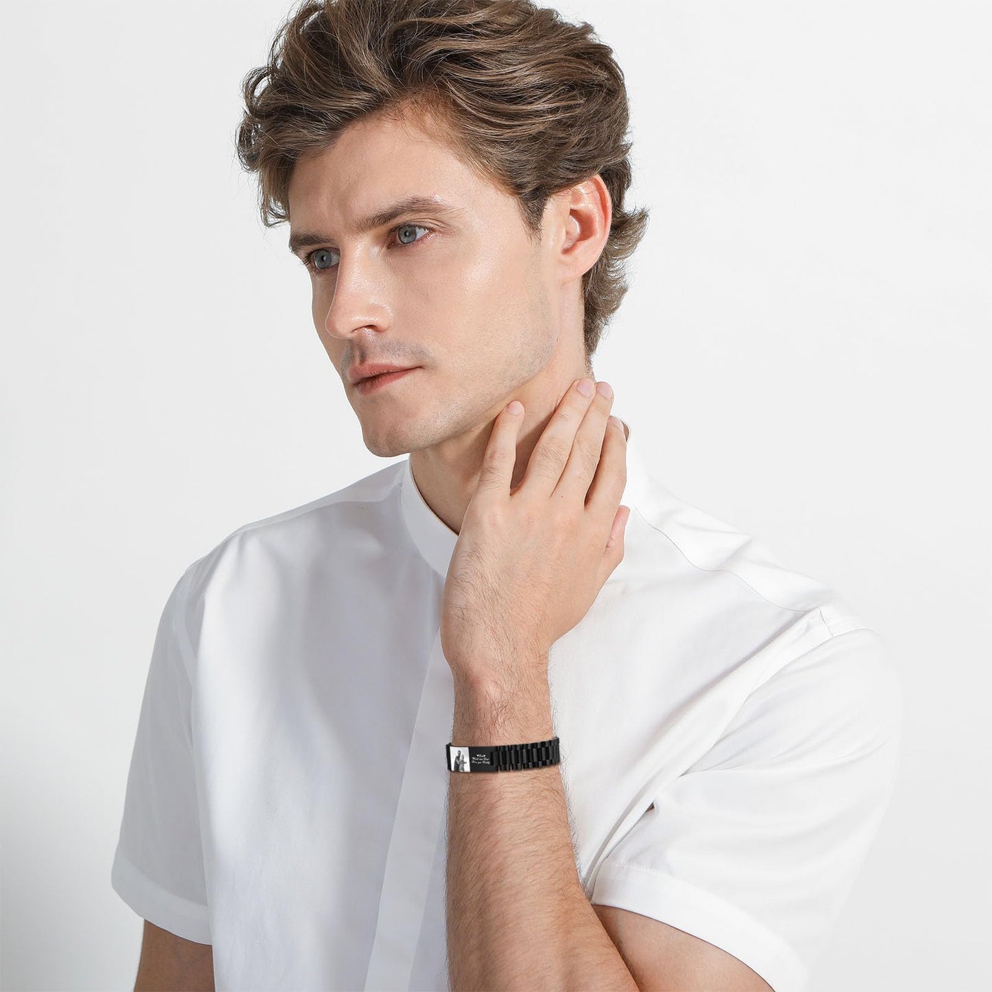 - INBLUE Personalized Bracelet For Dad - Engraved Names -