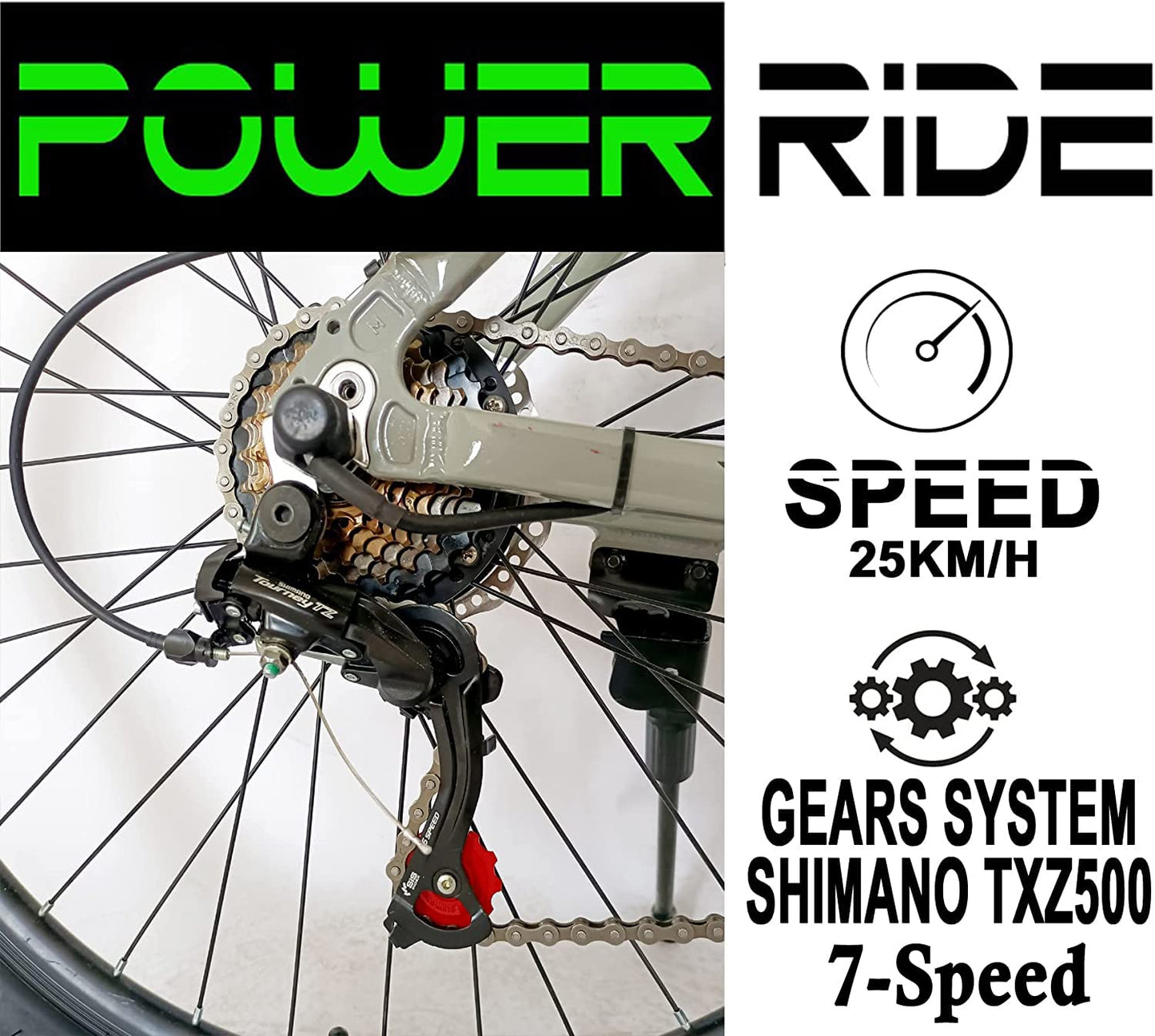 - Power-Ride EAGLE Electric Bike Powerful 250W Motor | 27.5" Wheel | 19" Aluminum Frame -