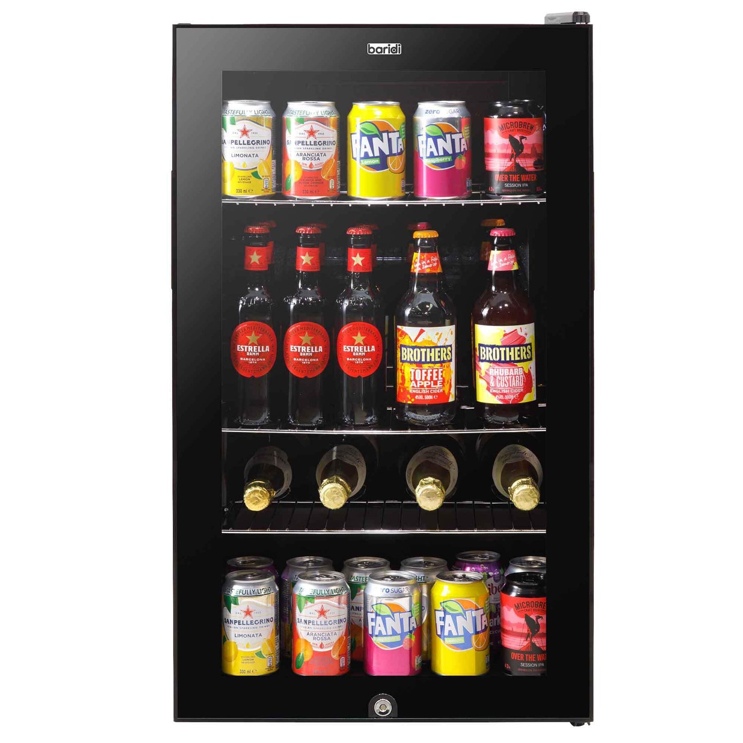 Baridi 85L Under Counter Drinks/Beer & Wine Cooler Fridge with Light, Black - DH13