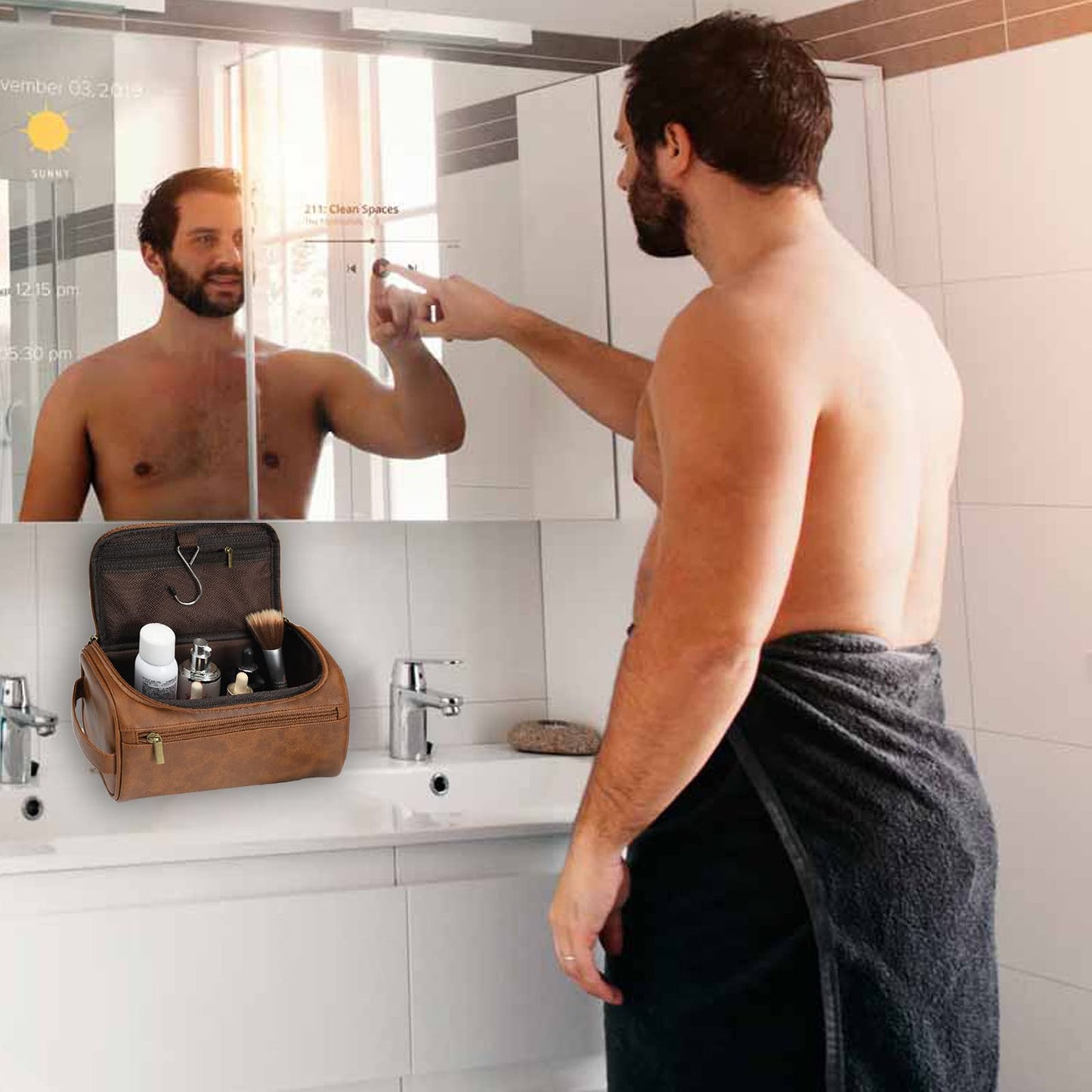 - Personalized Leather Toiletry Bag For Men | Gift For Him -