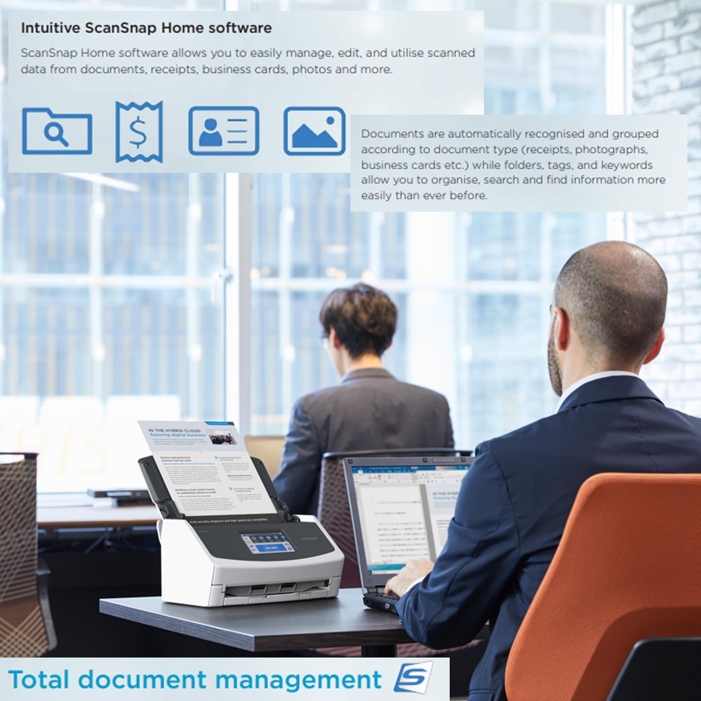 - ScanSnap iX1600 White Document Scanner | Desktop | Double Sided with WiFi | Touchscreen -