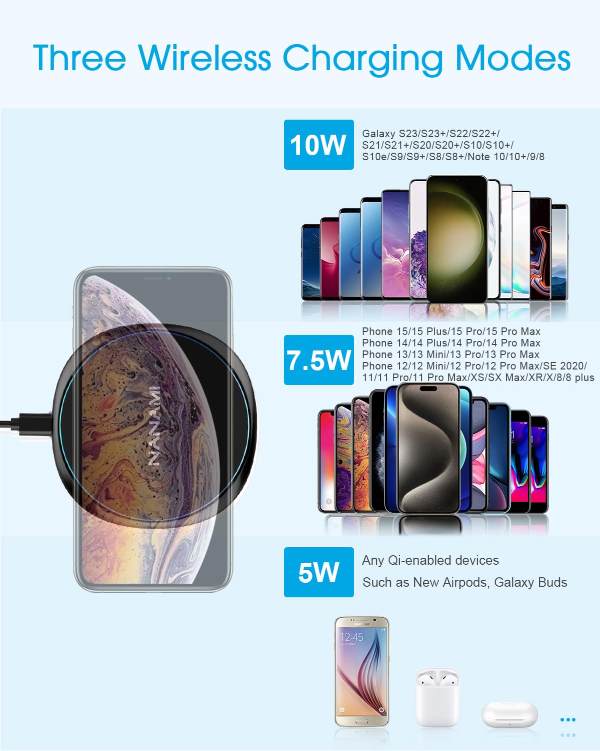 - NANAMI Wireless Charger for iPhone and Samsung -