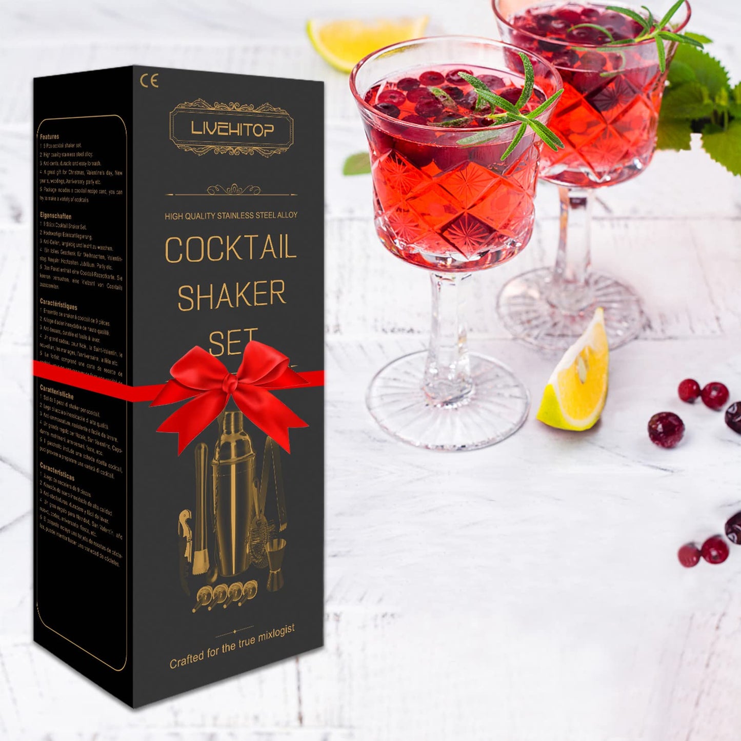 - LIVEHITOP Cocktail Shaker Set | 12 Pieces Cocktail Making Set With 750 ML Cocktail Shaker -