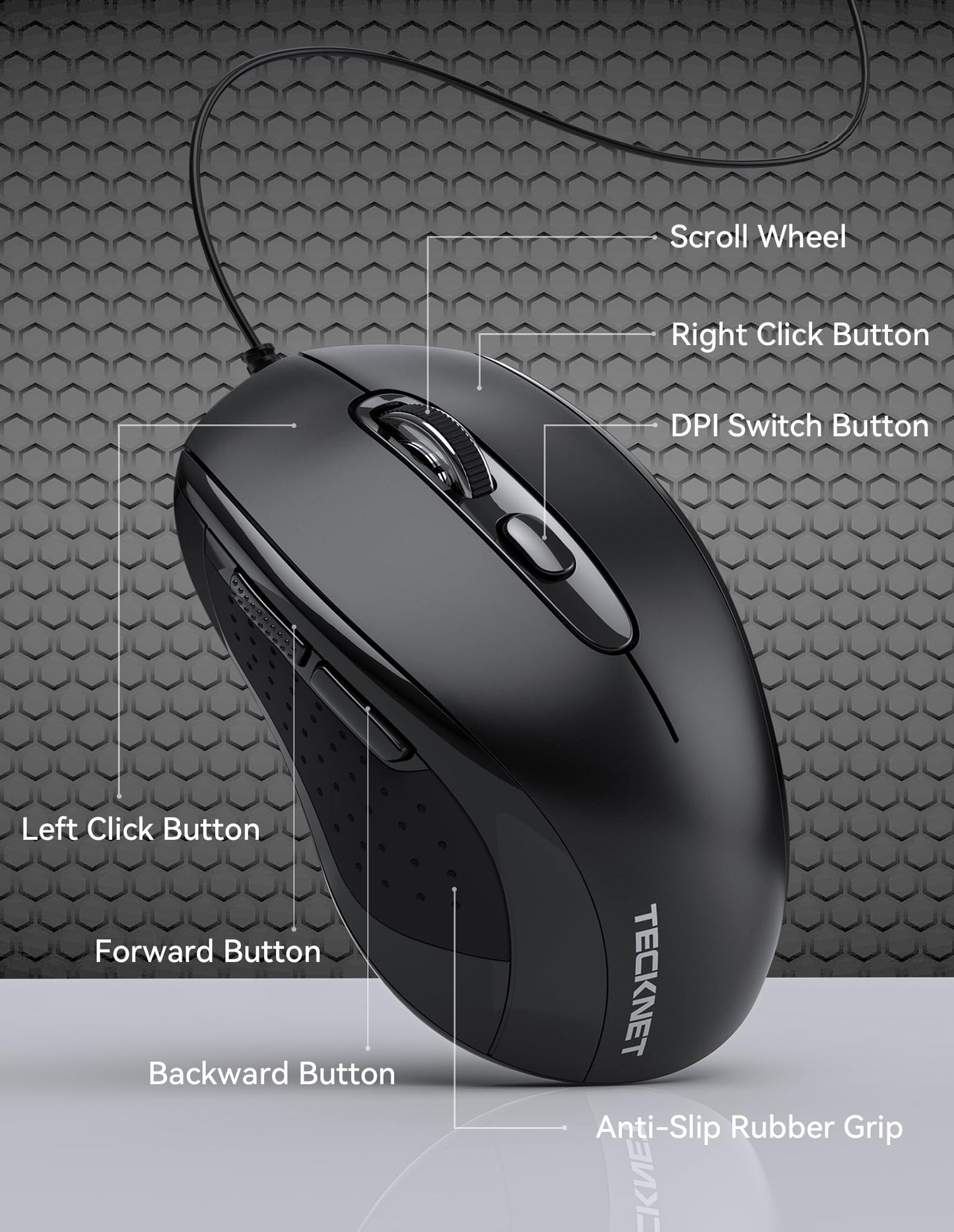 - TECKNET Wired Mouse | Mice Wired Optical USB Computer Mouse -
