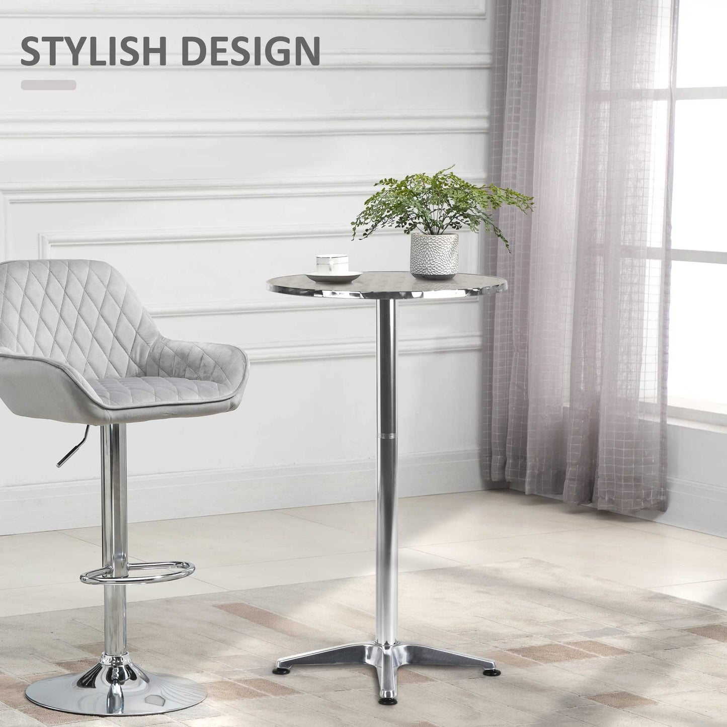 - HOMCOM Aluminum Bistro Bar Table | Round Tabletop Dining -