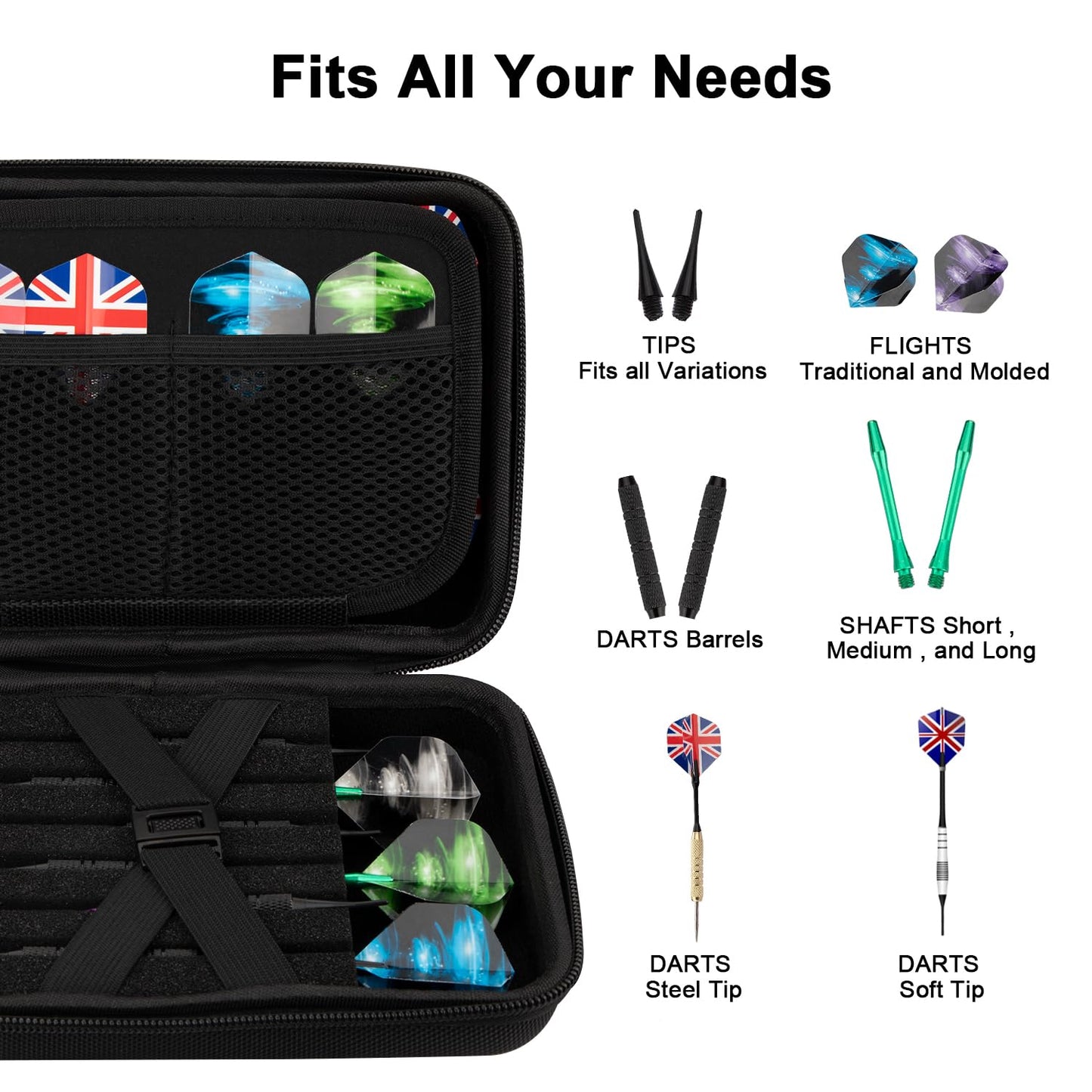Aukuoy Darts Case: Darts Case Holds 12 Darts and More Dart Accessories, Portable & Durable, Professional Darts Accessories