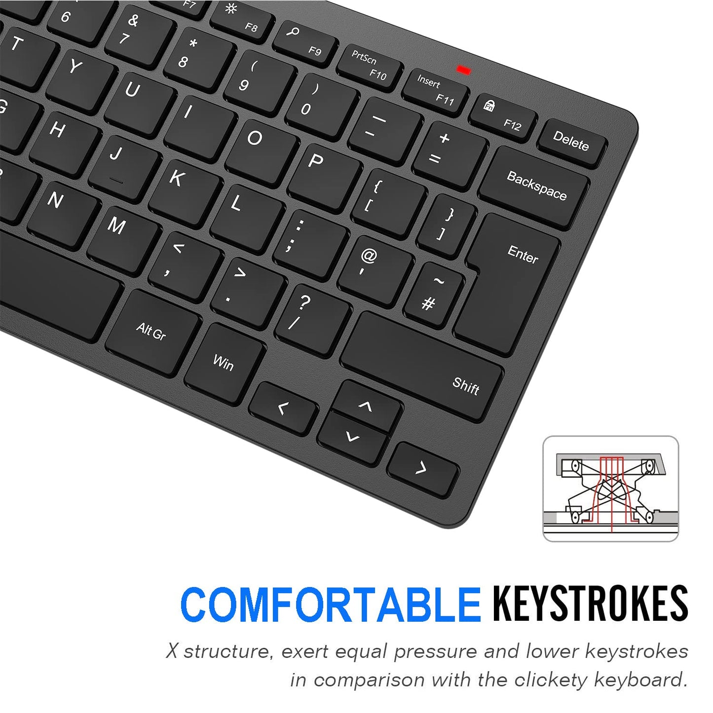 Arteck 2.4G Wireless Keyboard Ultra Slim and Compact Keyboard with Media Hotkeys for Computer Desktop PC Laptop Surface Smart TV and Windows 11/10/8/7, Black