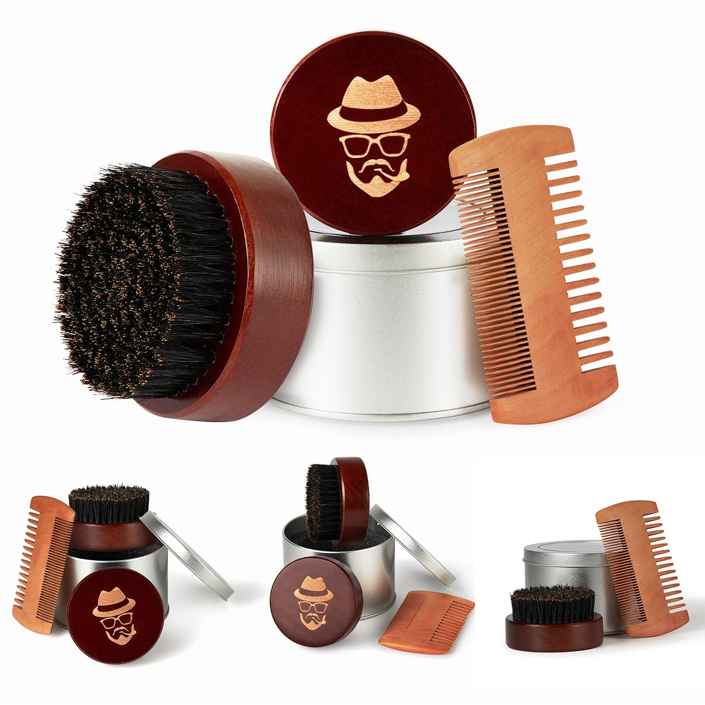 Beard Brush, 100% Boar Bristle Black Walnut Wood Beard Comb Brush for Men To Tame and Soften Your Facial Hair from Sofmild