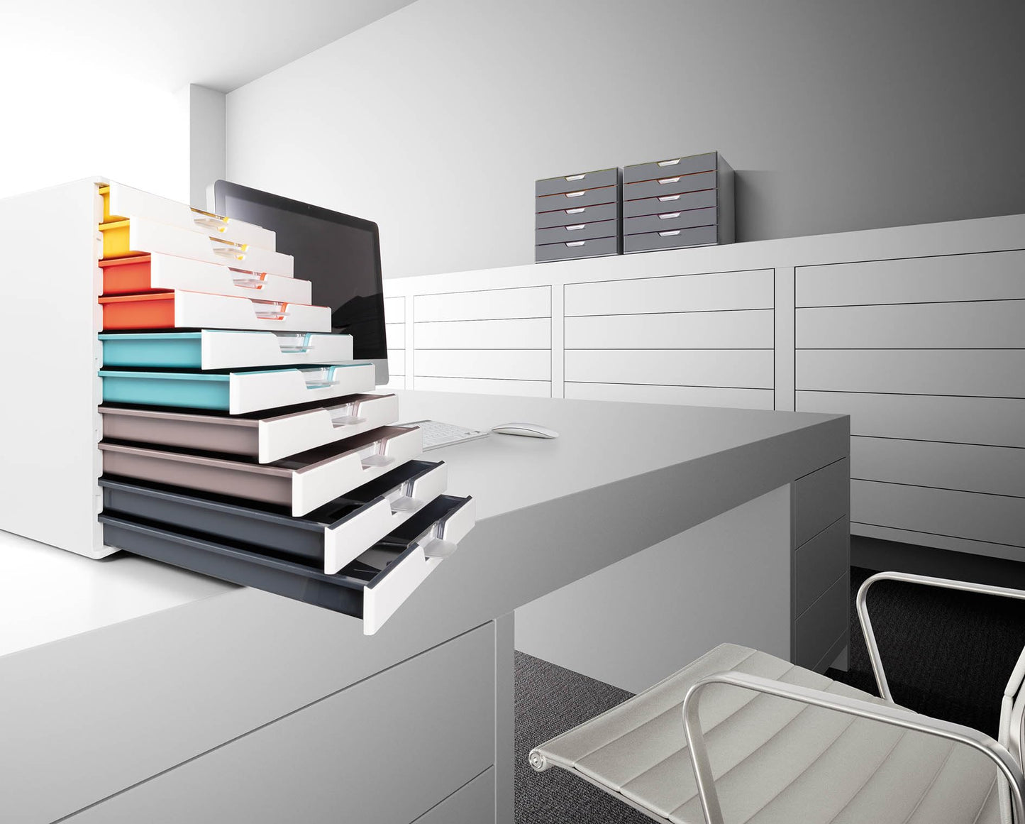 - Durable VARICOLOR MIX 10 Drawer Unit | Desktop Drawer Set with 10 Colour Coded Draws | Ideal for Storing Documents and Paper Work -