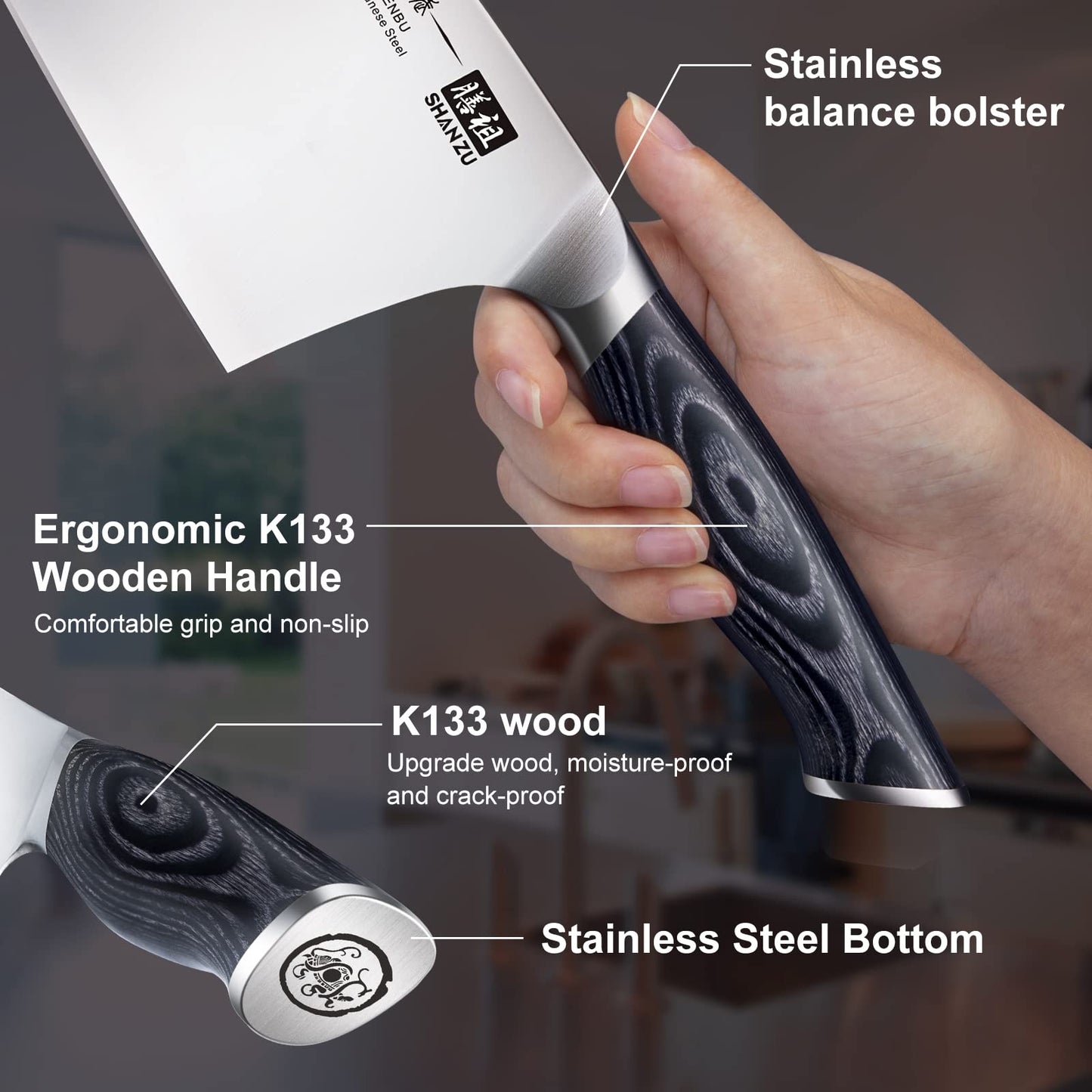 - SHAN ZU Chef Knife | 7 inch | Sharp Meat Cleaver Knife | Vegetable Chopper -