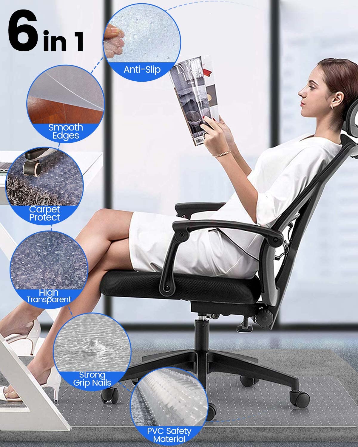 - KALAHOL PVC Office Chair Mat For Carpet Floor | 90x120 cm -