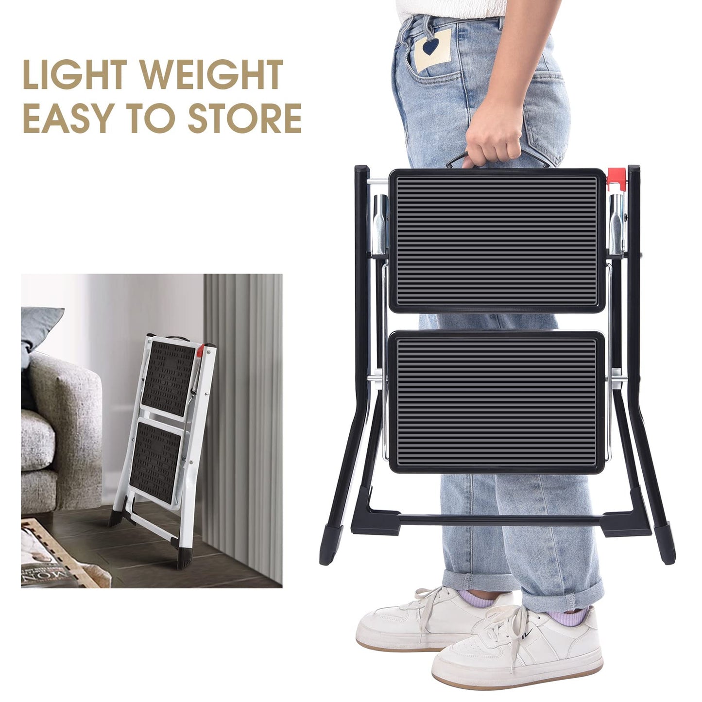 - KINGRACK Step Ladder |  2 Step Portable Ladder With Large Platform -
