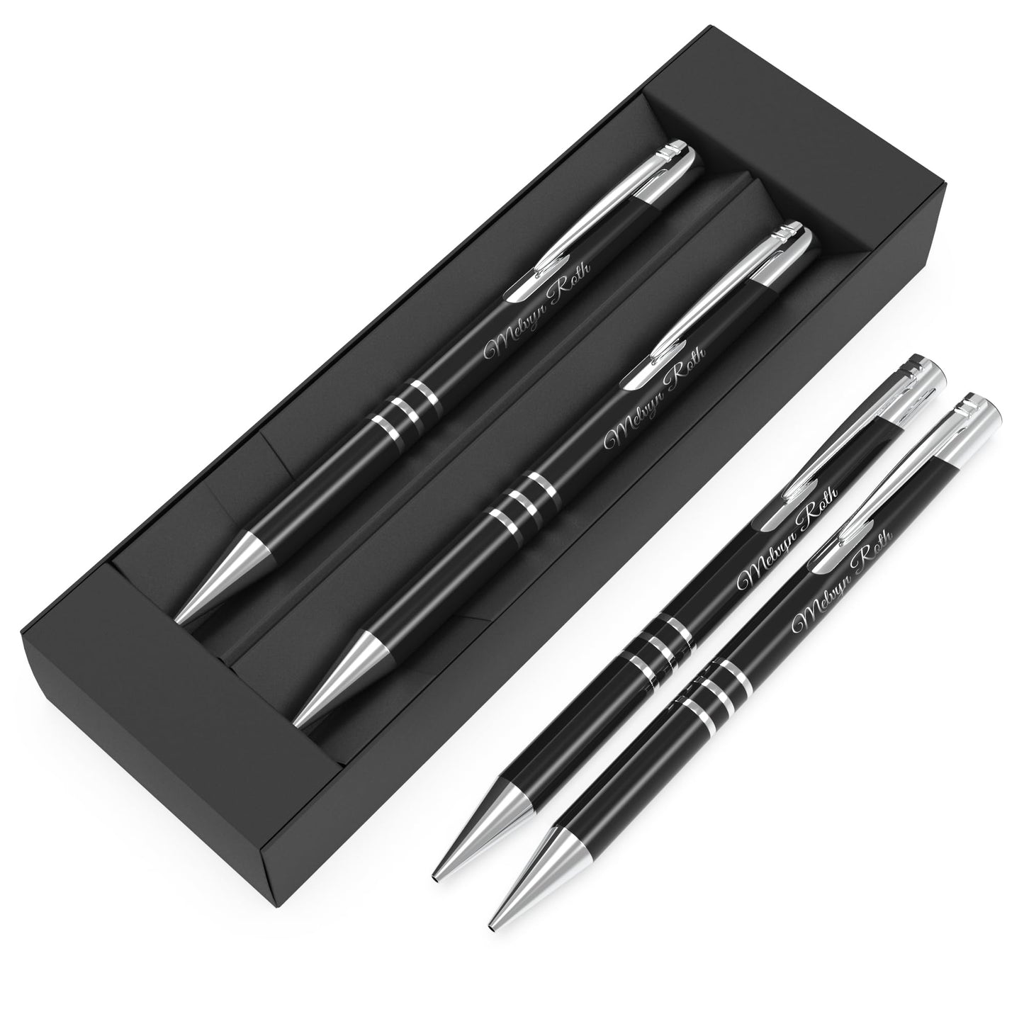 - Personalised Deep Engraved Custom Pen and Pencil Set in Gift Box -