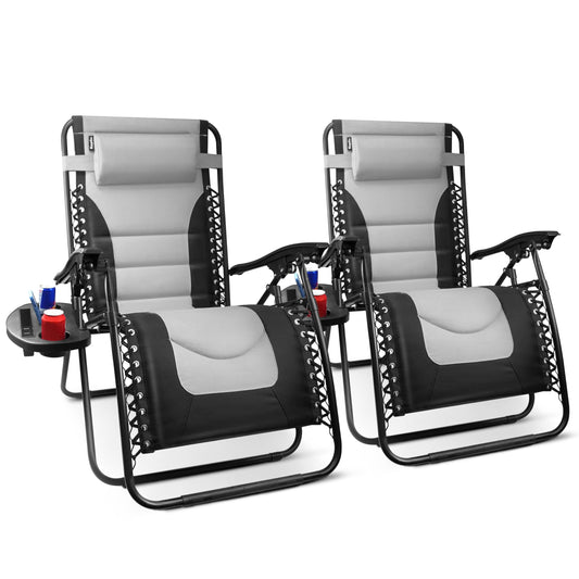 - KEPLIN Set of 2 XXL Premium Heavy Duty Textoline Zero Gravity Chairs | Luxurious Garden Recliners | Adjustable Headrest -