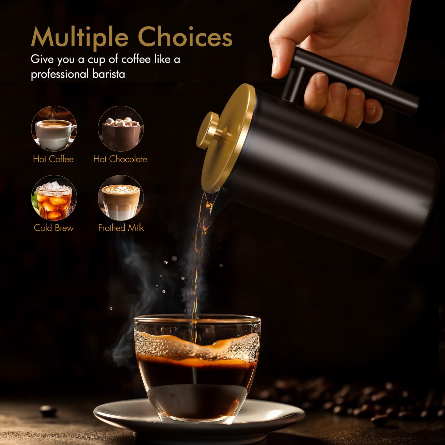 - Enfmay Cafetière 350ml Stainless Steel French Press Coffee Maker -