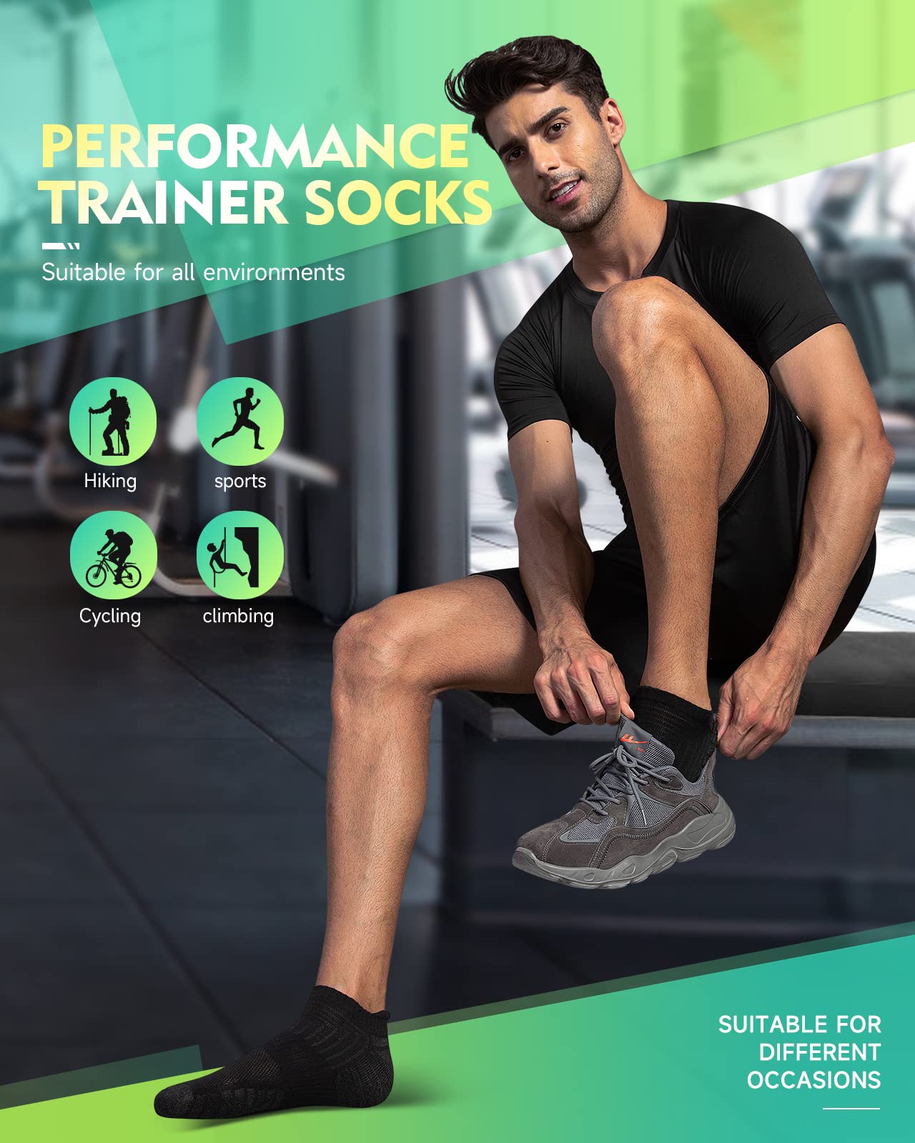 - RUIXUE Men's Running Socks | 6 Pairs | Performance Cotton Trainer Socks -