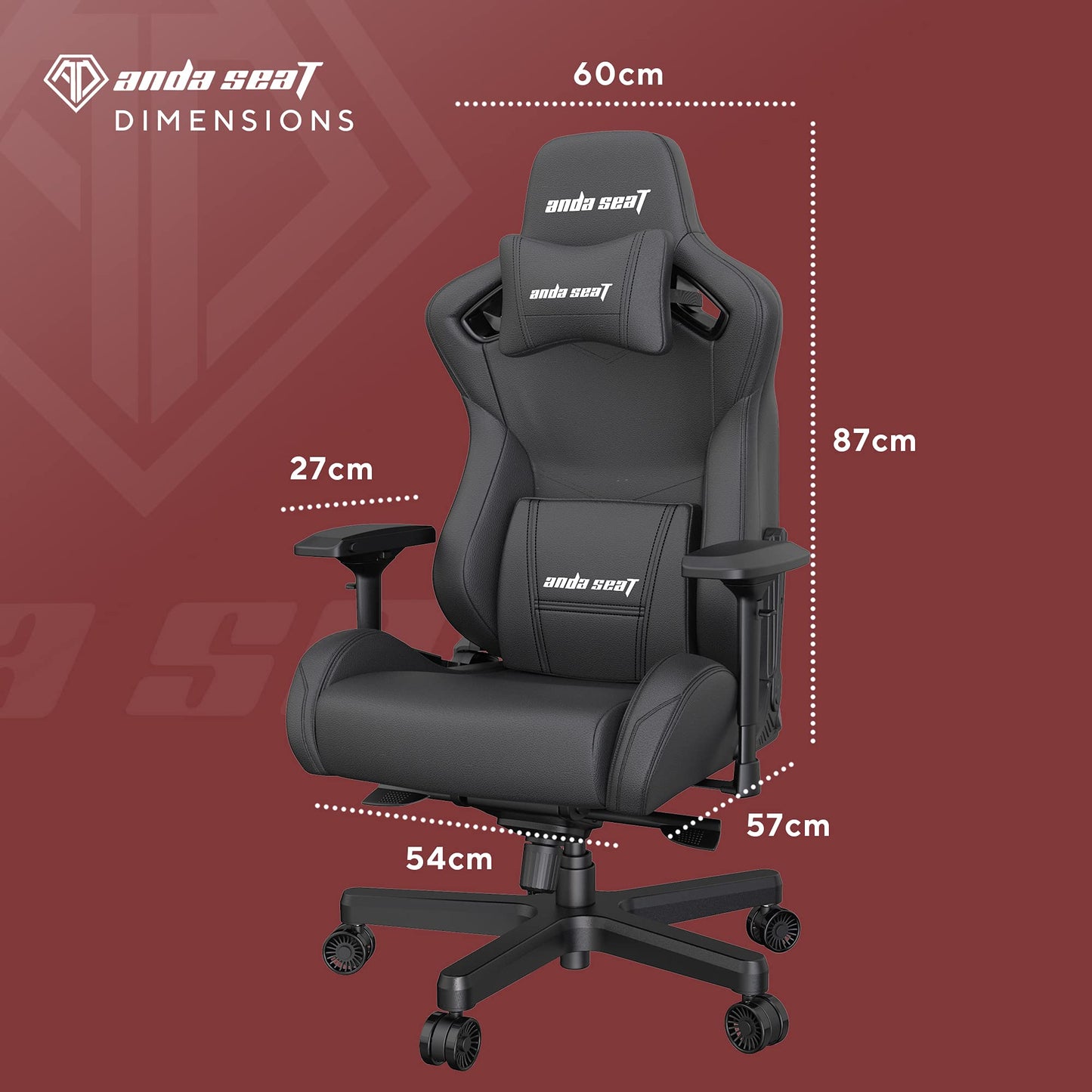 Anda Seat Kaiser 2 XL Gaming Chair - Ergonomic Reclining Video Game Chairs, PVC Leather Computer Home Office Chair, Heavy Duty Neck & Back Lumbar Support - Black Folding Recliner Seat for Adults