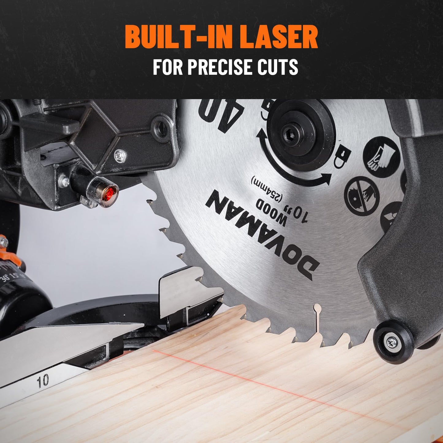 - DOVAMAN 340mm Sliding Mitre Saw | 255mm Multi-Material Cutting w/ 3 x TCT Blades | Dual-Handed Operation | 45° Bevel Cutting w/Laser | 5000/3200RPM | 2000W Power Mitre Saw -