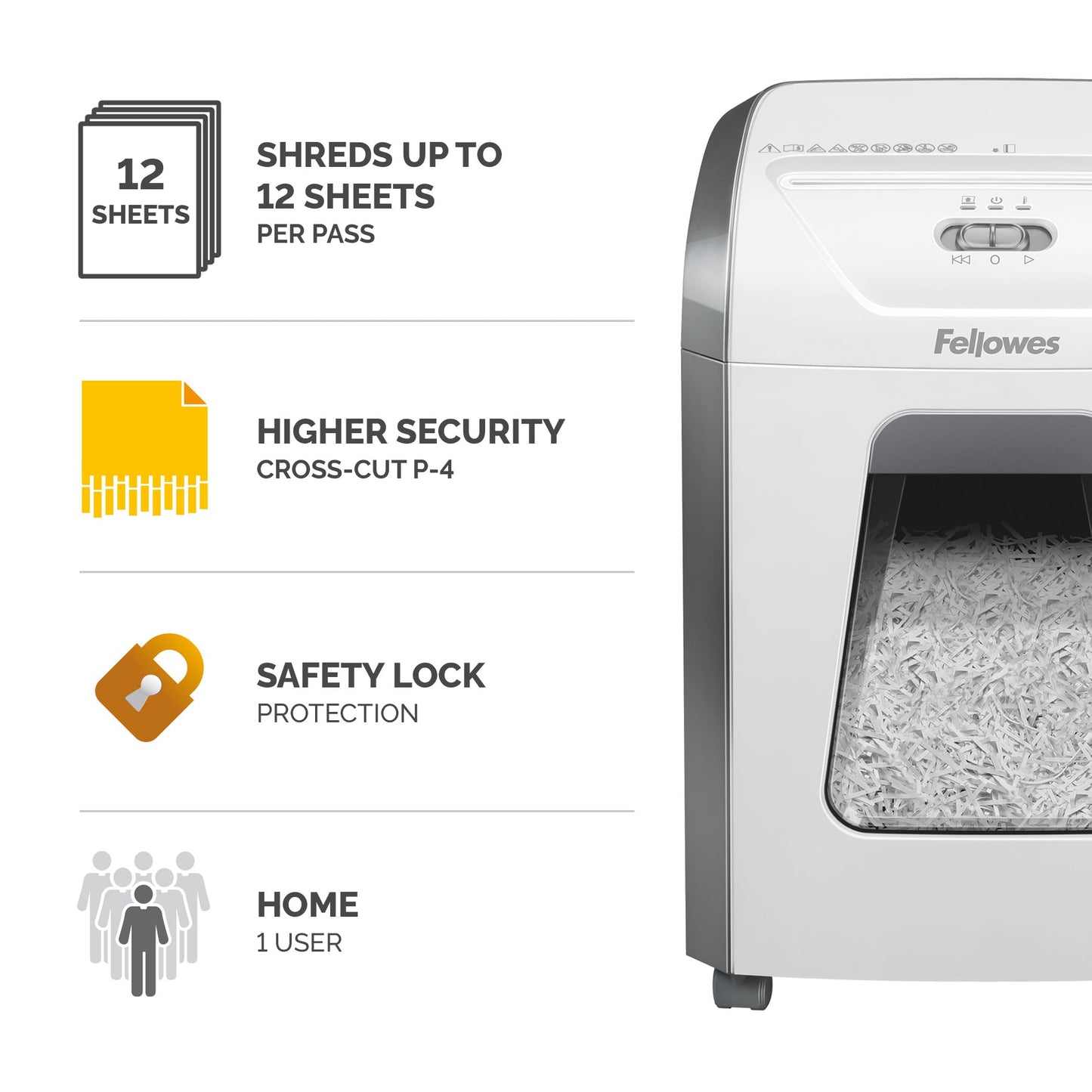 - Fellowes Paper Shredder for Home Office Use | 12 Sheet Cross Cut Paper Shredder -