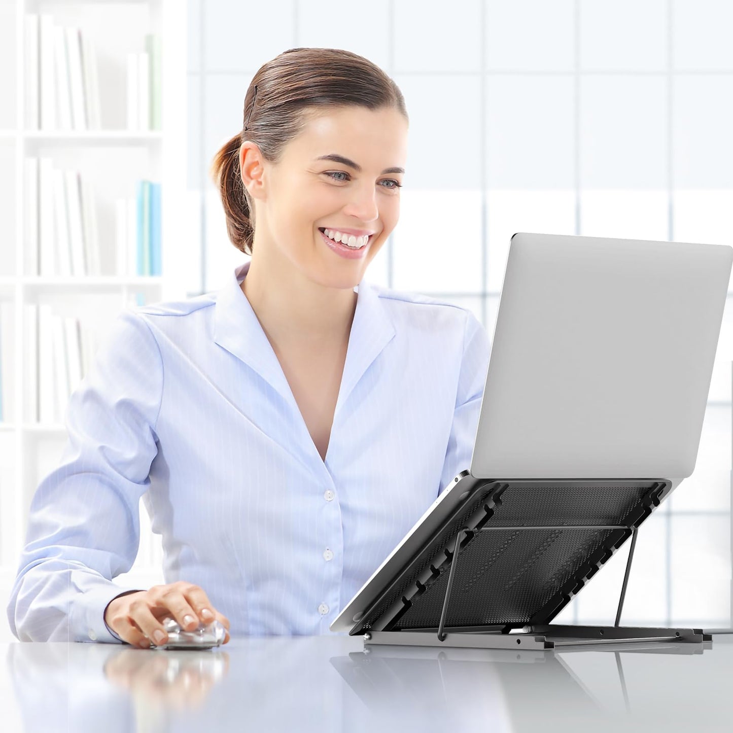 - Jumkeet Laptop Stand | Foldable Portable Ventilated Desktop Laptop Holder -