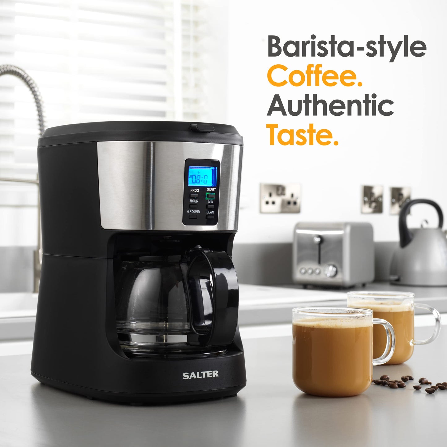 - Salter EK4368 Bean to Jug Coffee Machine | Electric Coffee Grinder | 750ml | Black -