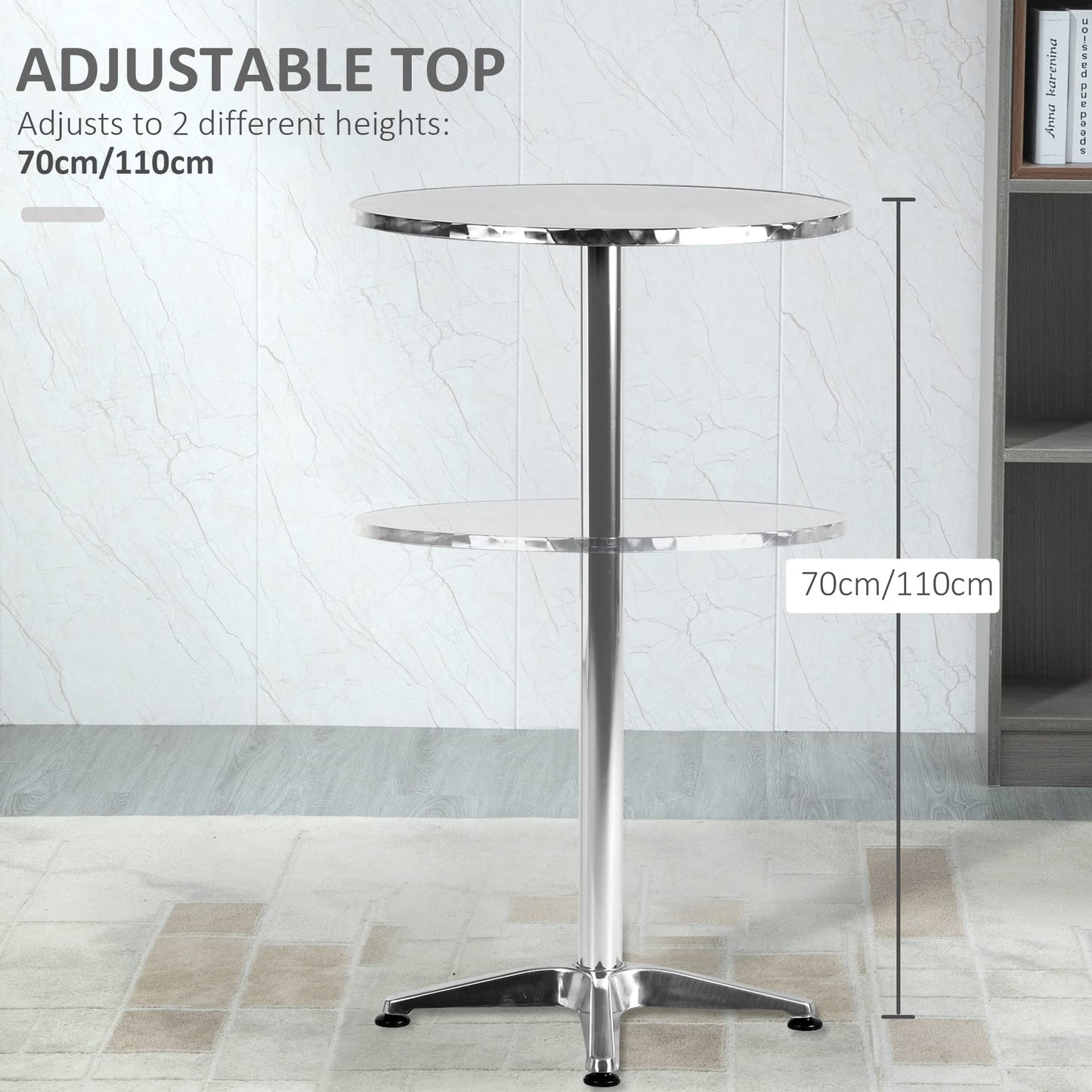- HOMCOM Aluminum Bistro Bar Table | Round Tabletop Dining -