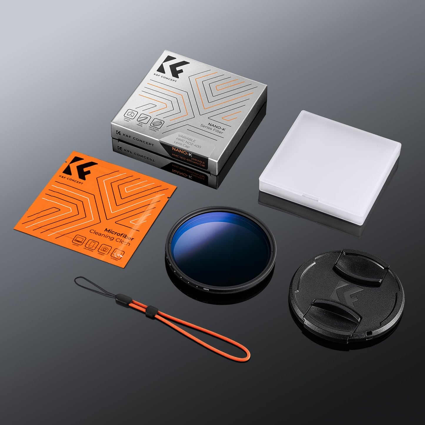 - K&F Concept 52mm Variable ND2-400 Filter | Lens Cap | Cleaning Cloth | Slim ND for Camera Lens -