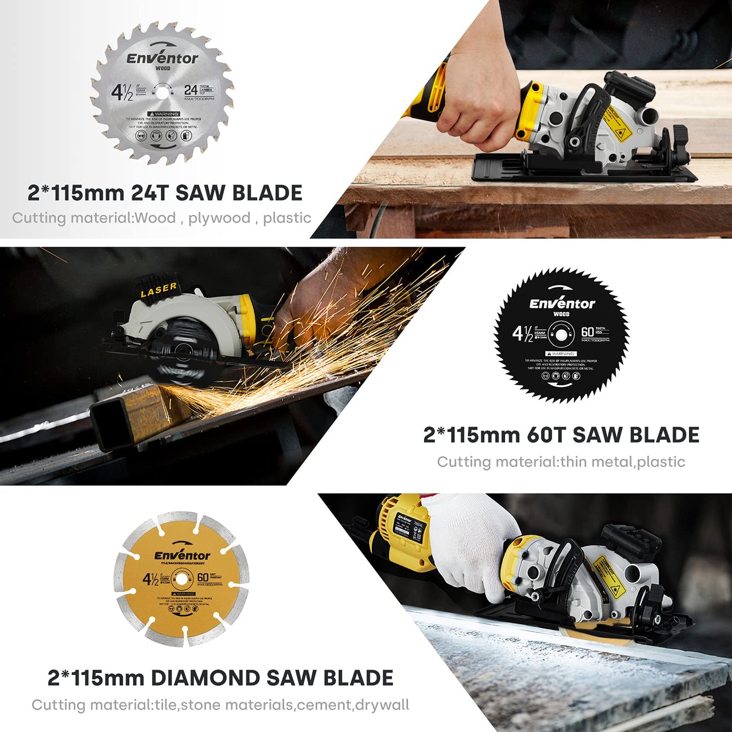 - Enventor Mini Circular Saw | 705W 3500RPM Pure Copper Motor Compact Electric Circular Saw | Laser Guide -