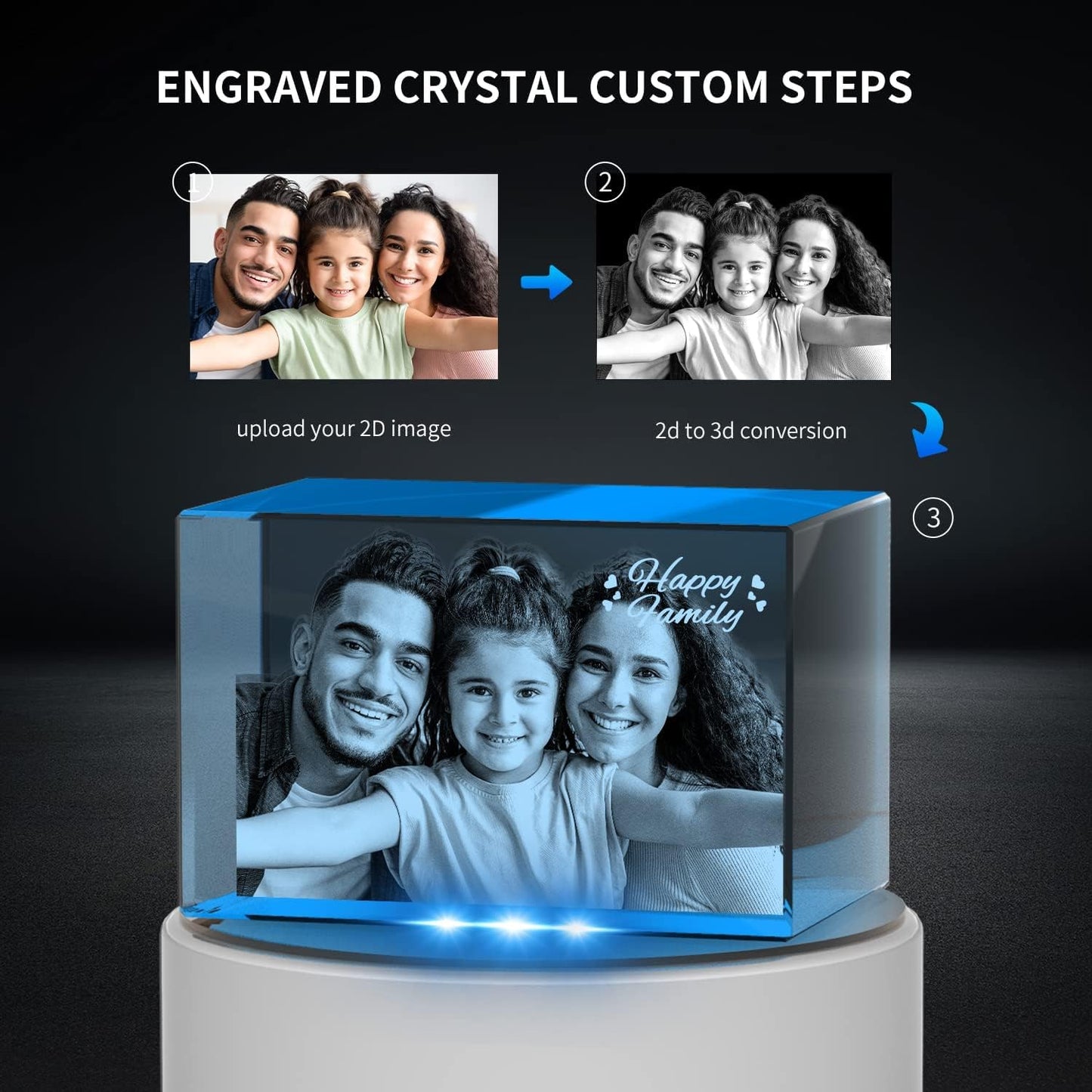 - Personalised 2D 3D Crystal Photo for Dad -
