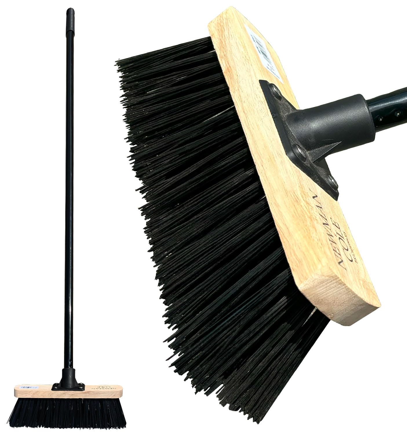 10” Stiff Broom Outdoor Garden Broom Heavy Duty with Metal Broom Handle Stiff PVC Hard Bristle Yard Brush Factory Warehouse Floors Commercial and Industrial Broom Strong PVC Brush