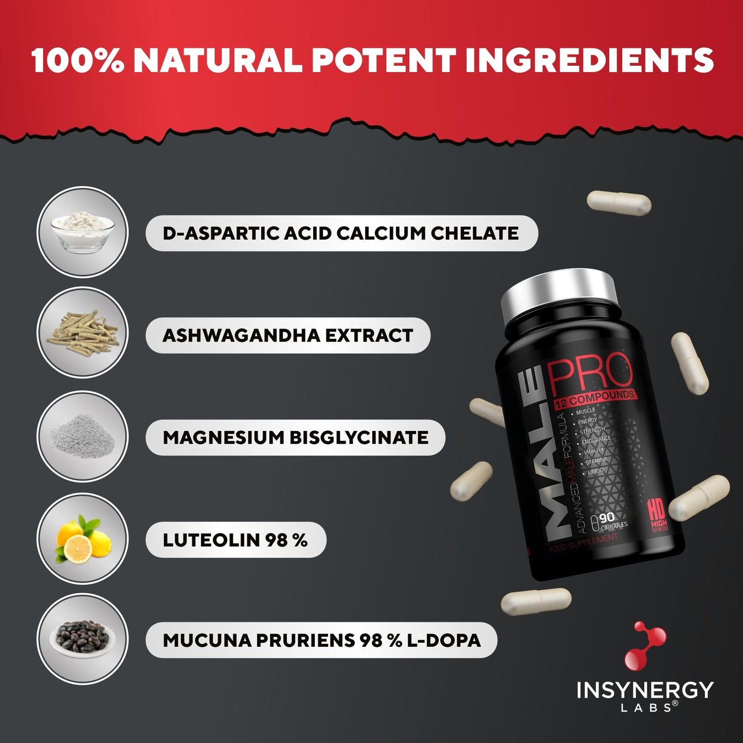 - Male Pro Testosterone Booster for Men | Testosterone Supplements 12 in 1 Test Support -