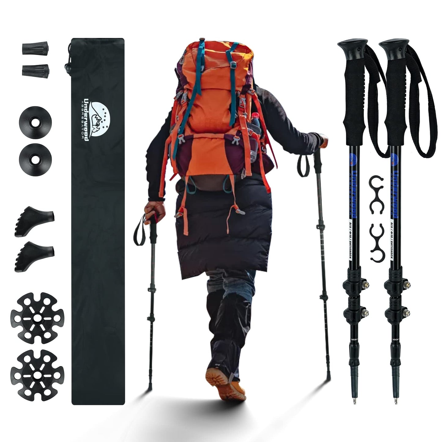 - Underwood-Aggregator Walking Poles | Pack Collapsible Hiking Poles |for Women and Men -
