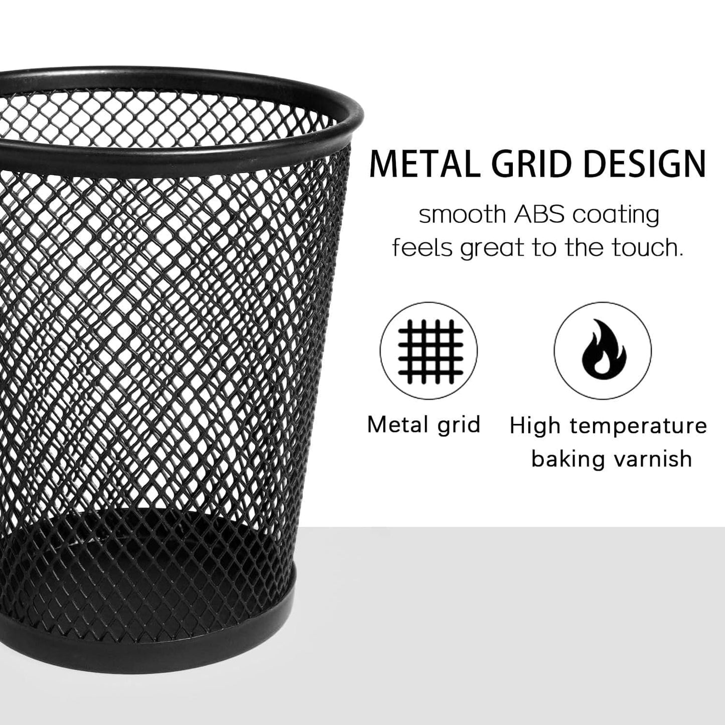 Answaily Pen Holder 6 Pack, Mesh Desk Organizer Pen Pot Pencil Holders, Stationary Supplies Pencil Pots For Office, Home, Classroom (Black 6pcs)