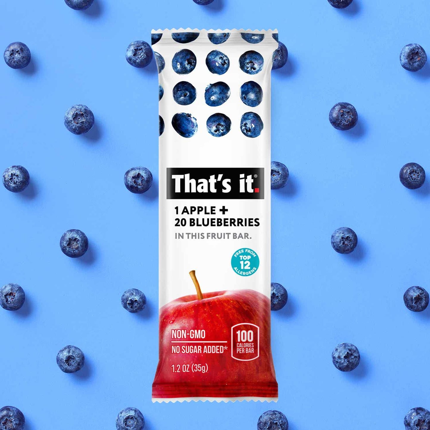 - That's it | Apple + Blueberry 100% Natural Real Fruit Bar | Best High Fiber | Vegan | Gluten Free Healthy Snack -