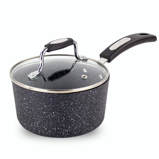 - Scoville NEVERSTICK 16cm Saucepan with Lid | Small Non-Stick Saucepan | 1.1L Capacity | Easy to Grip Handle | Dishwasher Safe | Black -