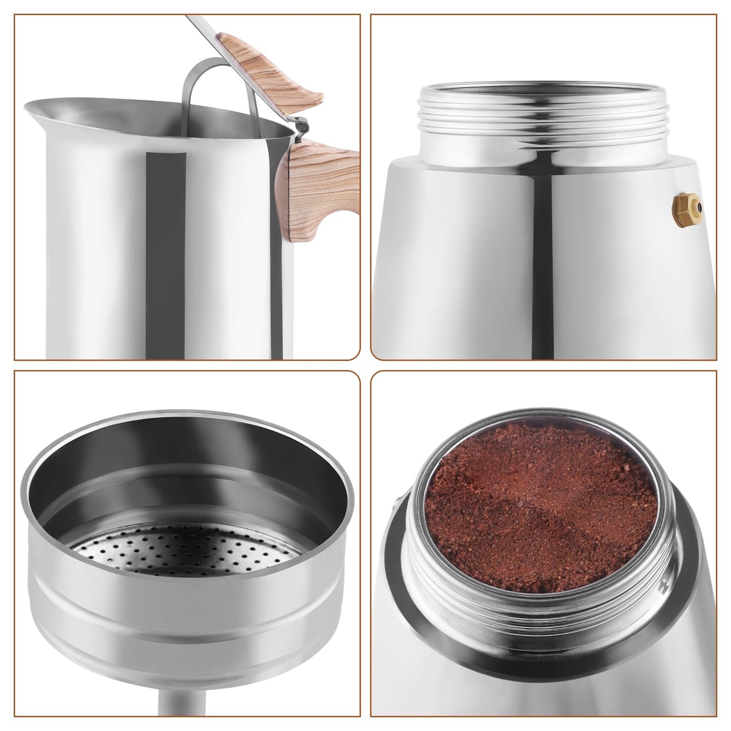 - Sivaphe Stovetop Espresso Maker 100ml | Induction Hob Italian Coffee Percolator Maker -