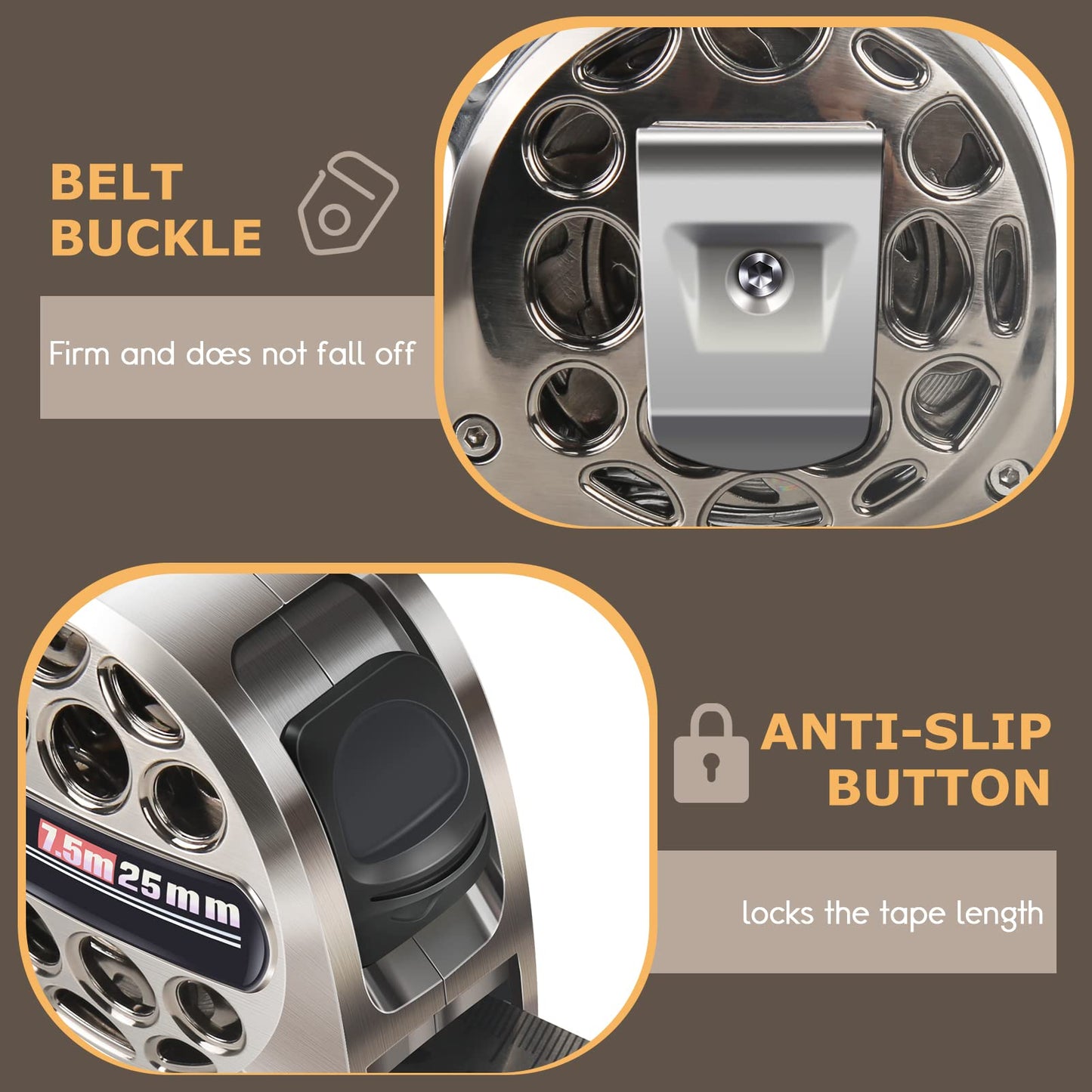 Alftek Titanium Tape Measure, Nickel Plated Tape Measure, Hollow Measuring Tape Industrial Grade Waterproof, Rust and Corrosion Resistant Steel Tape (7.5m 25mm)