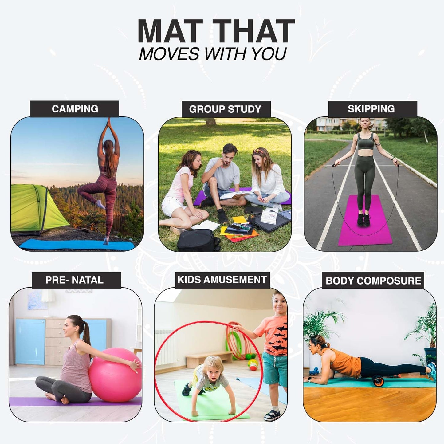 - Xn8 Sports Yoga Mat, Non Slip Exercise mat, 6mm Thick.