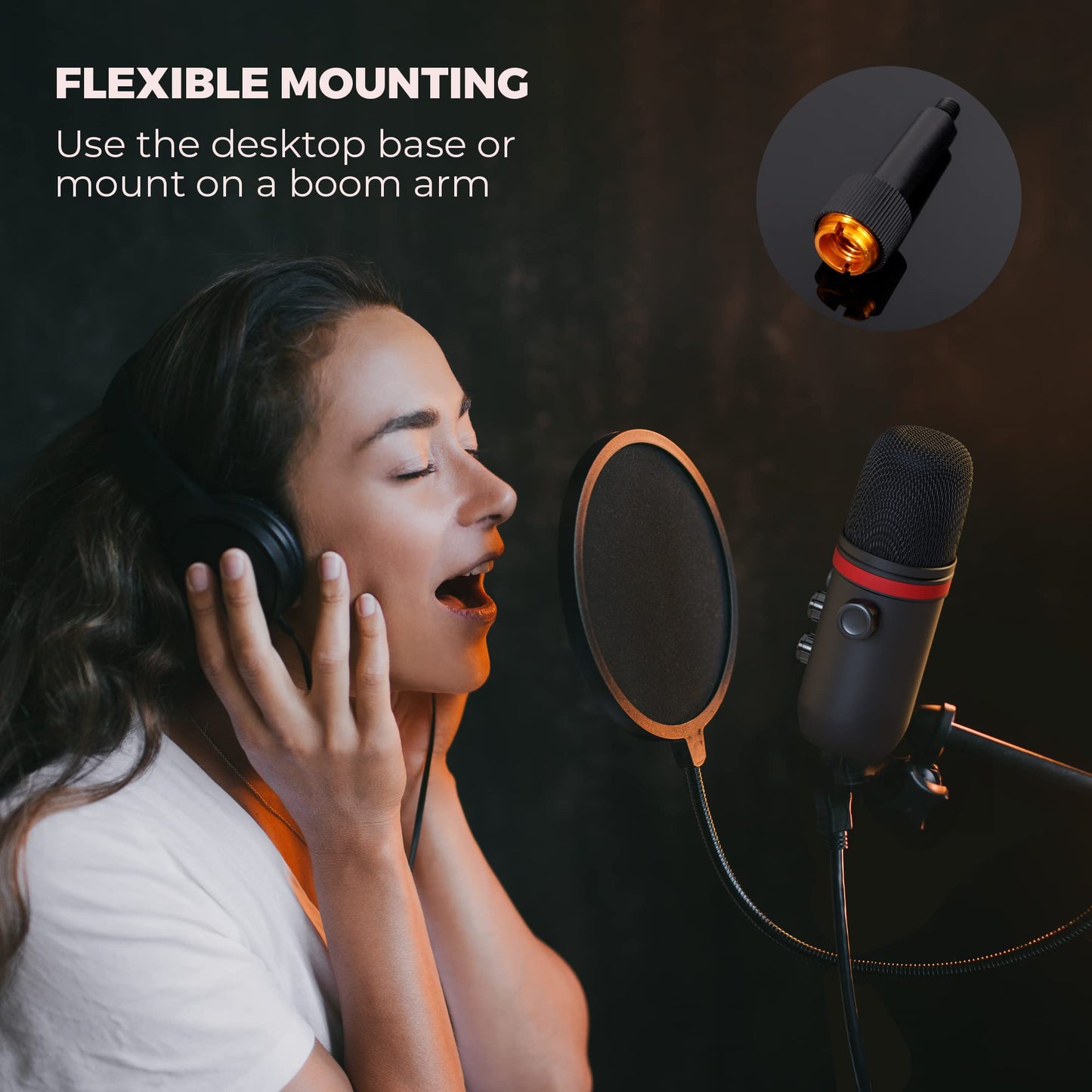 AUDIOPRO USB Microphone - Computer Condenser Gaming Mic for PC/Laptop/Phone/PS4/5, Headphone Output, Volume Control, USB Type C Plug and Play, LED Mute Button, for Streaming, Podcast, Studio Recording