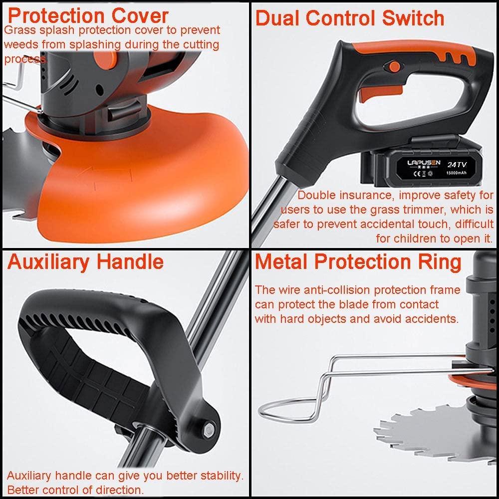 - Garden Strimmer Cordless Battery Grass Strimmer Electric Strimmer | 2Ah Li-ion Battery and Charger | Lawn Edger Tool for Trimming Grass Weed | 24V -